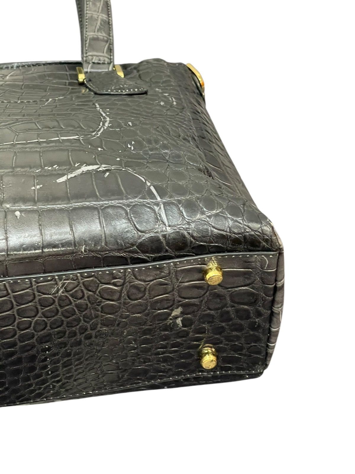 Genuine Leather Crocodile Embossed Patina Leather Jewels Hand Bag 1🟩4 Size ONE SIZE - 15 Thumbnail