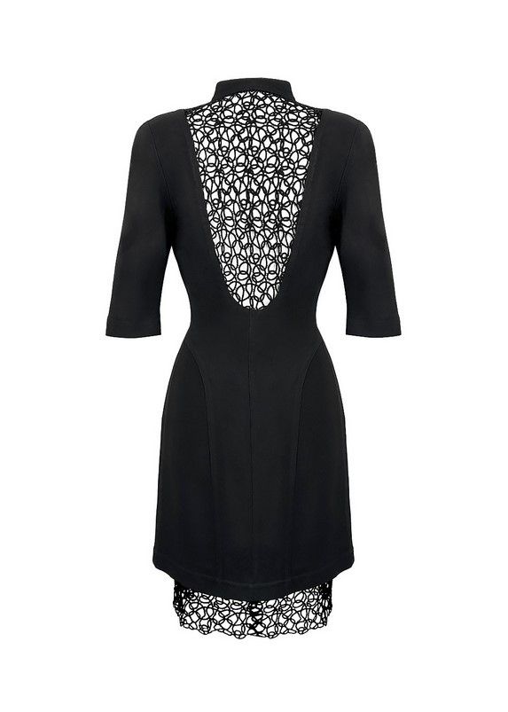 Thierry Mugler Thierry Mugler Archival Black Lace Open Back Cocktail Dress Size S / US 4 / IT 40 - 3 Thumbnail