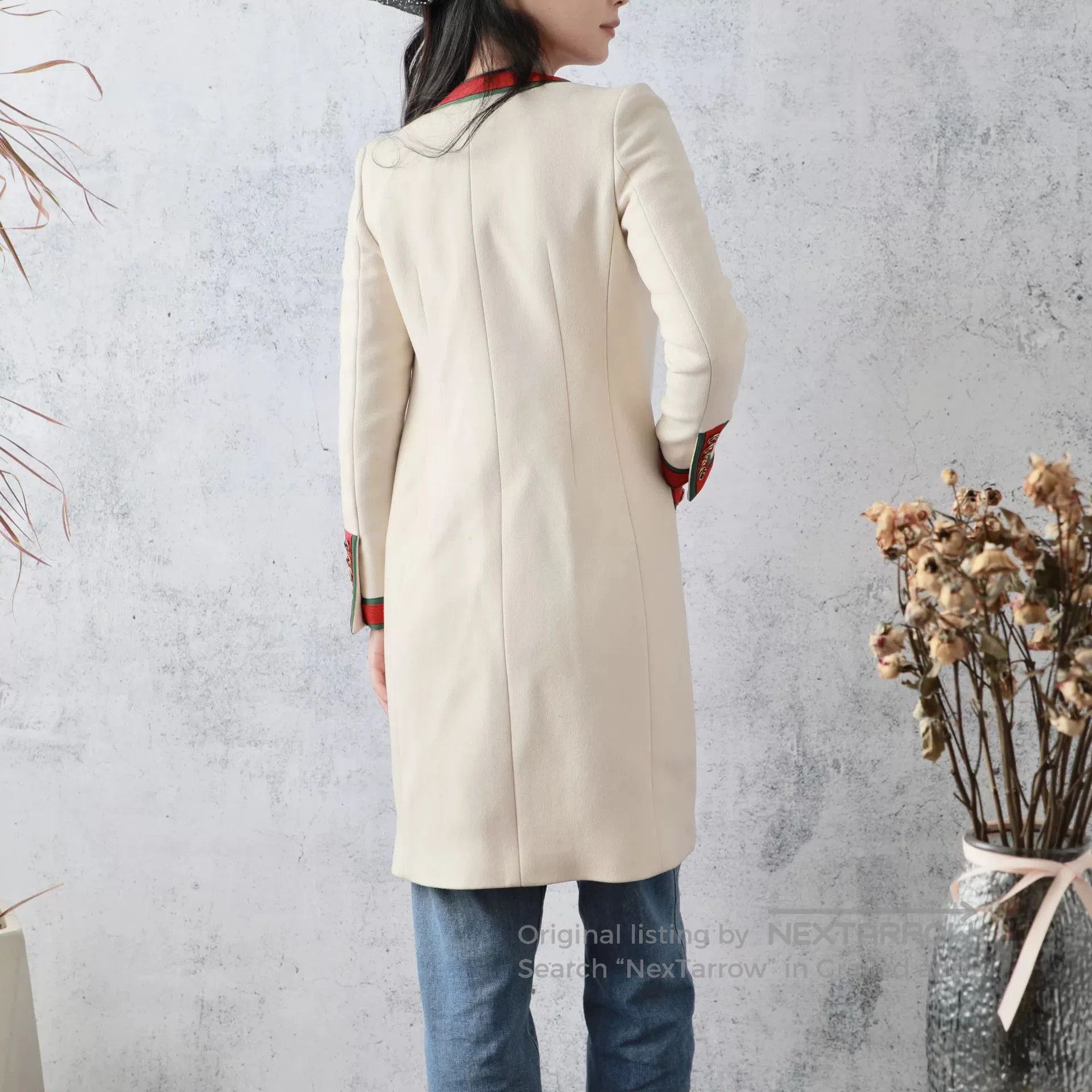 Gucci Gucci Beige Wool Stripe Long Coat. Size XS / US 0-2 / IT 36-38 - 3 Thumbnail