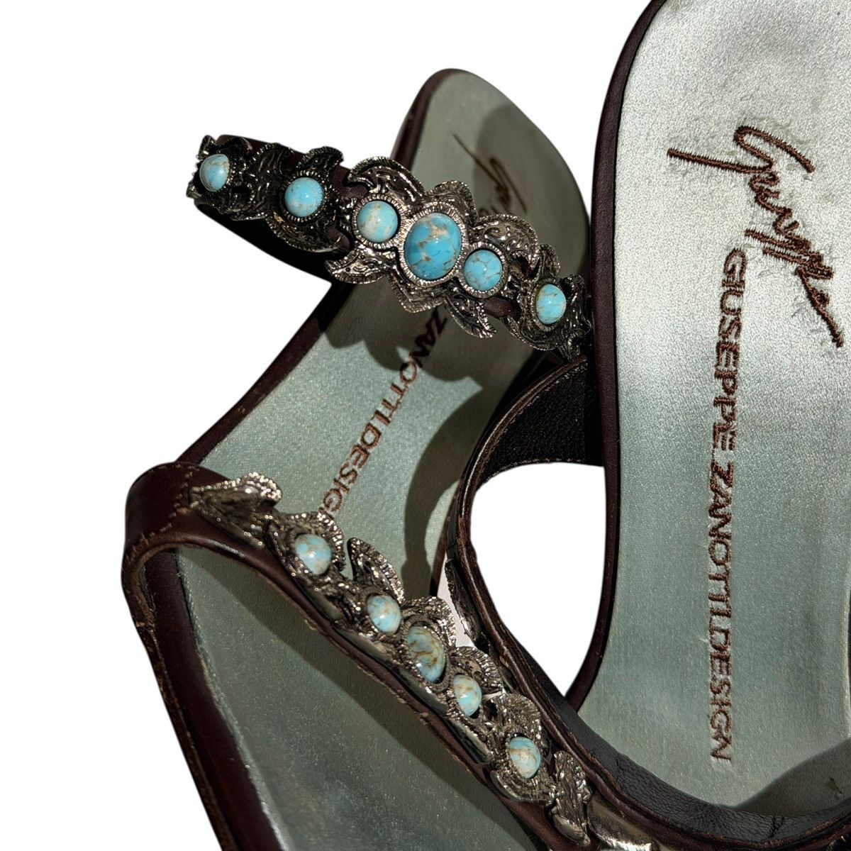 Giuseppe Zanotti Turquoise beaded heel Size US 7 / IT 37 - 5 Thumbnail