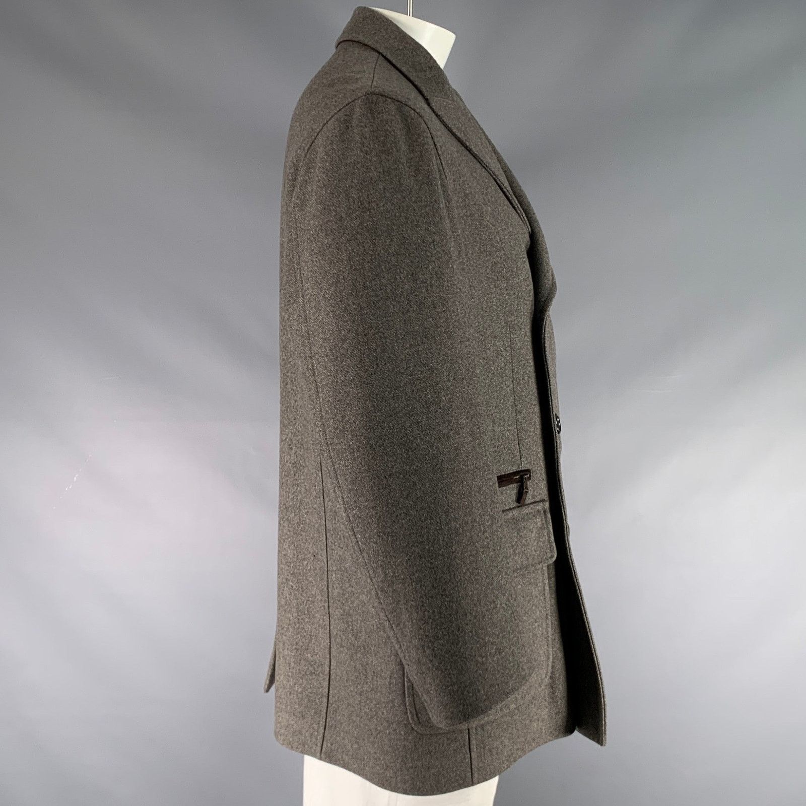 Brioni BRIONI Size XXL Grey Wool Double Breasted Coat Size US XXL / EU 58 / 5 - 2 Thumbnail