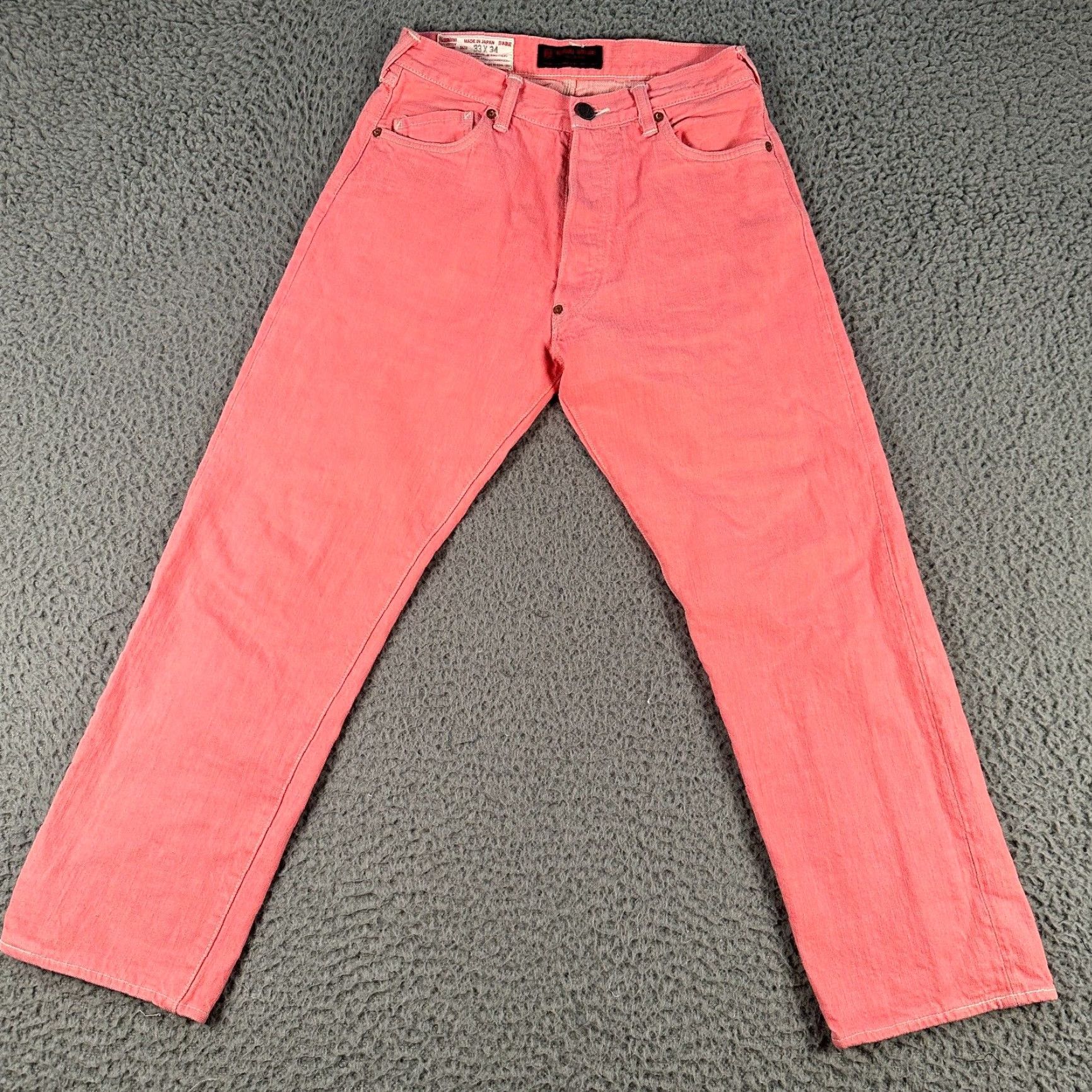 Yamane Jeans Pink 27 Inseam 26 Regular Fit Denim Cotton Straight Leg Jeans Womens