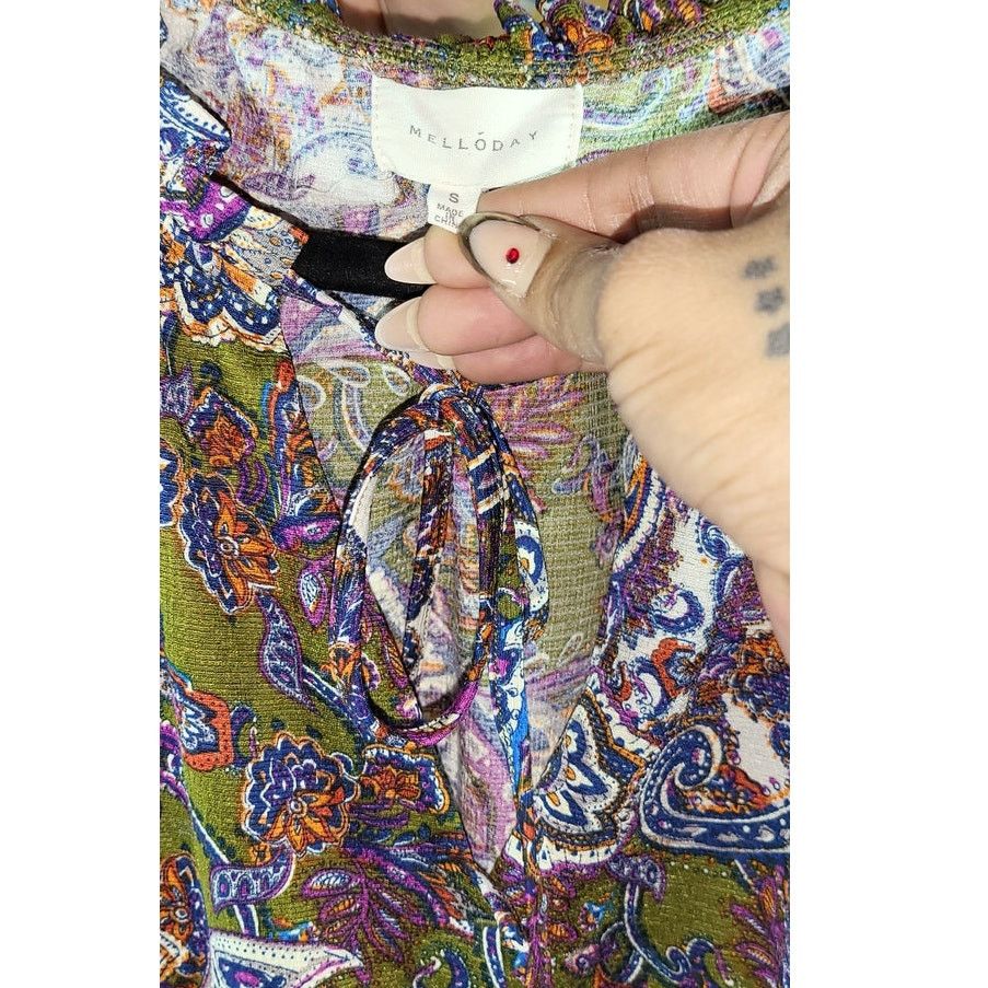Other Melloday Purple Paisley Stretch Elastic Waist Top size S Size S / US 4 / IT 40 - 5 Thumbnail