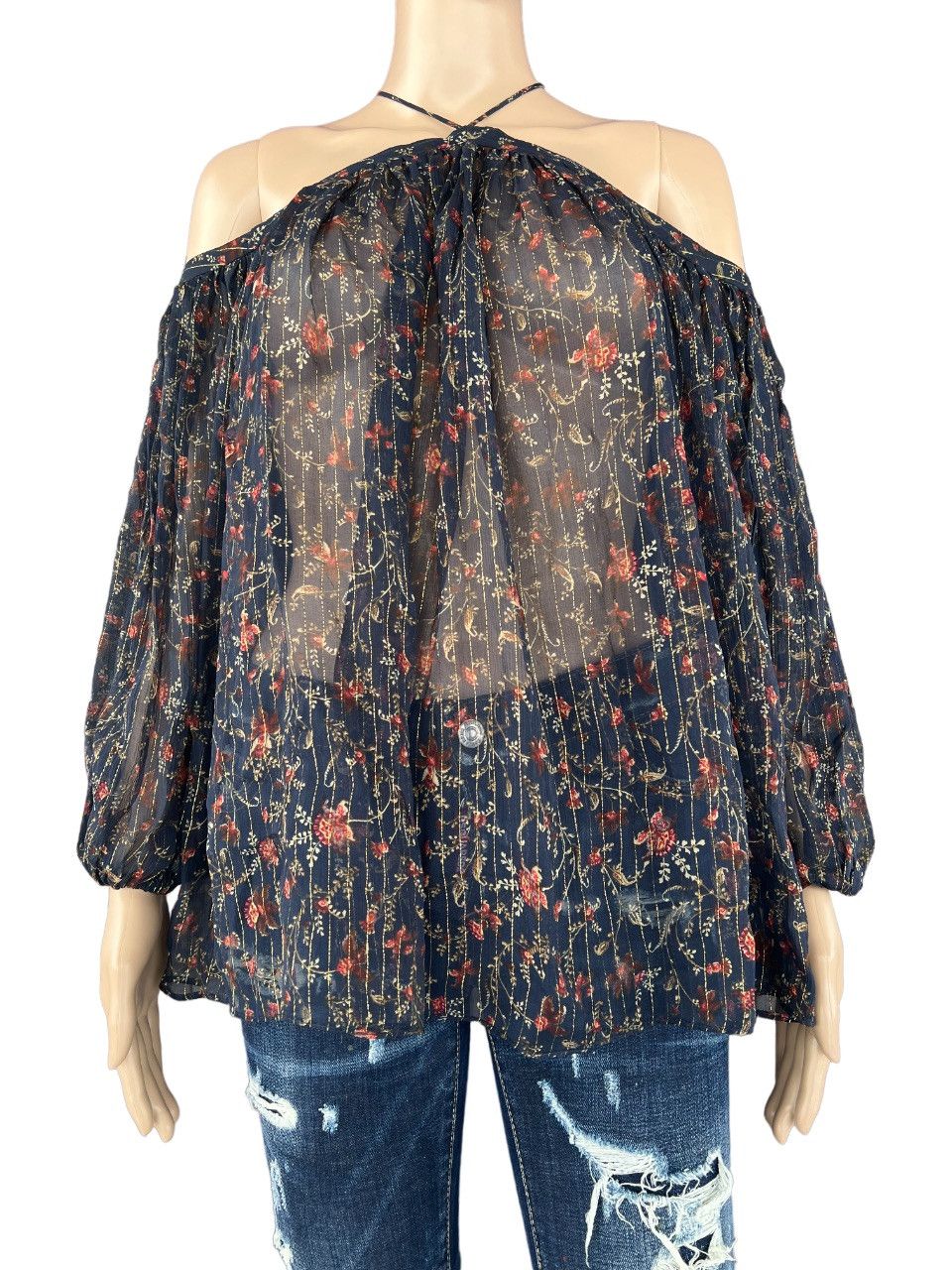 image of Zimmermann Silk Blouse in Navy, Women's (Size XS)