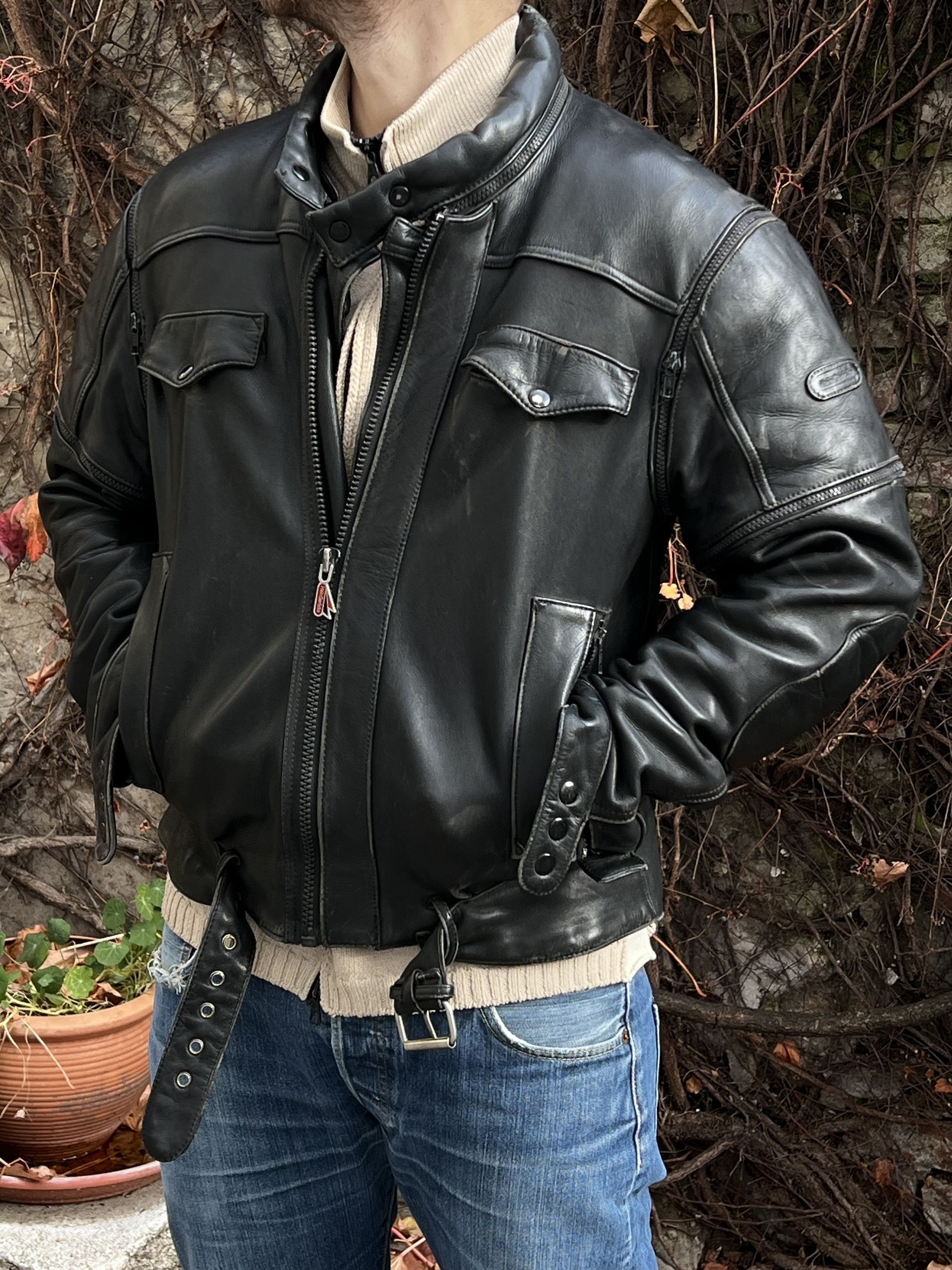 If Six Was Nine Rare Asymmetric rick owens type leather bomber racing jacket Size US M / EU 48-50 / 2 - 4 Thumbnail