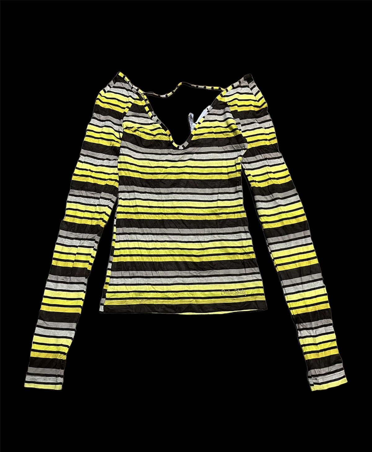 image of Italian Designers x Miss Sixty Stripe Design Body Suit For Sexy Ladies in Brown/Yellow, Women's (Si