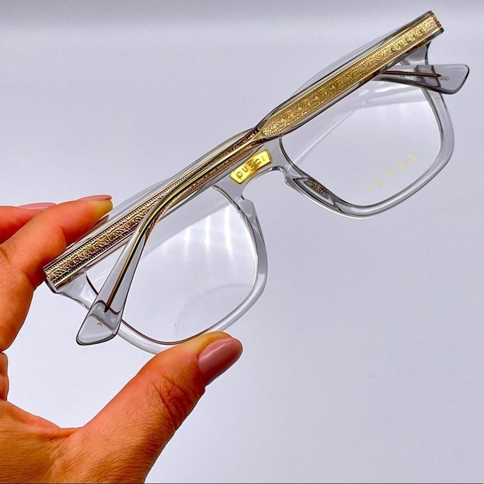 Gucci NEW GUCCI GG0184O 005 Grey/Grey Transparent UnisexEyeglasses Size ONE SIZE - 11 Thumbnail