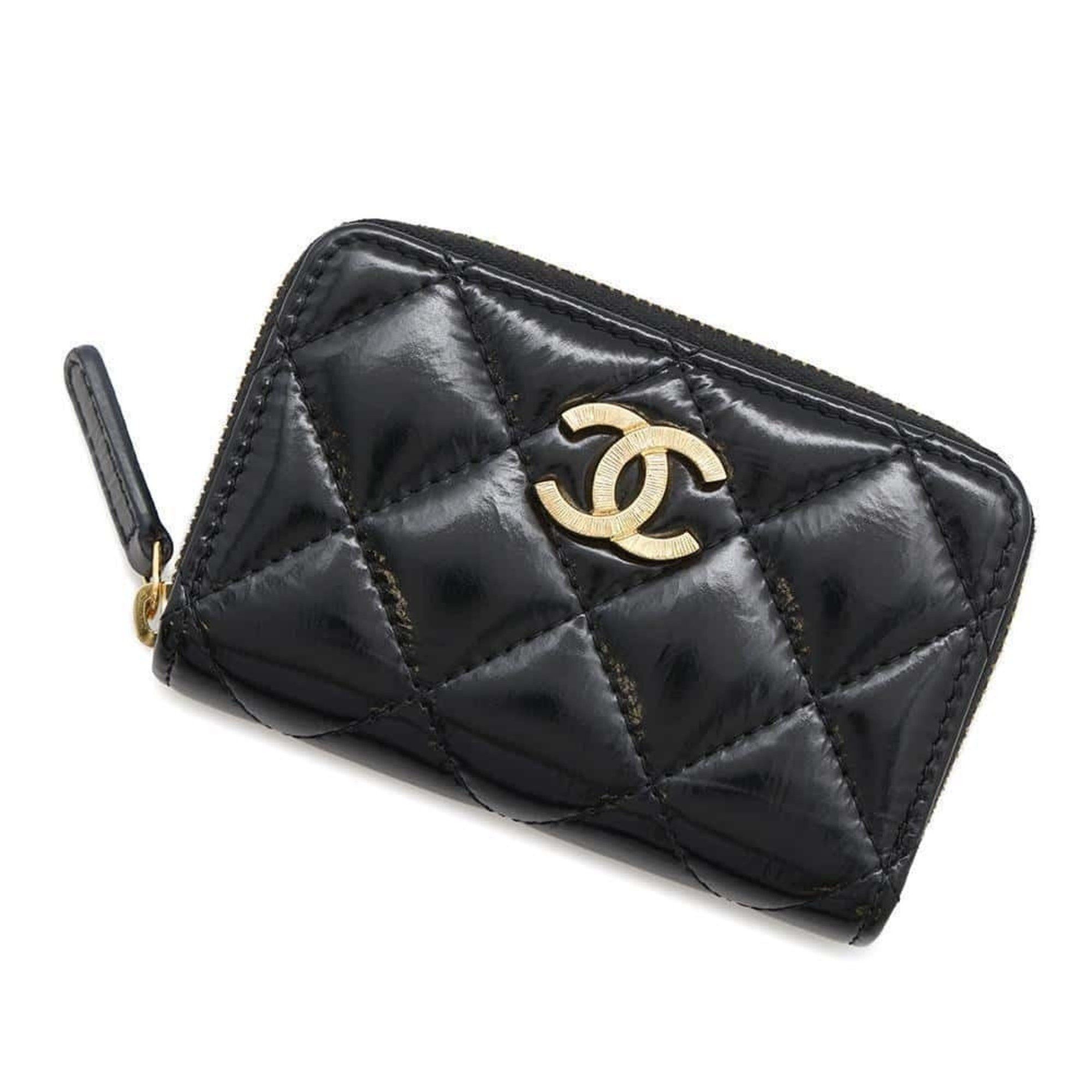 Chanel Wallet/coin Case Matelasse Coco Mark Zip Coin Purse Patent Calf Leather Ap4262 Chanel Black, Women's