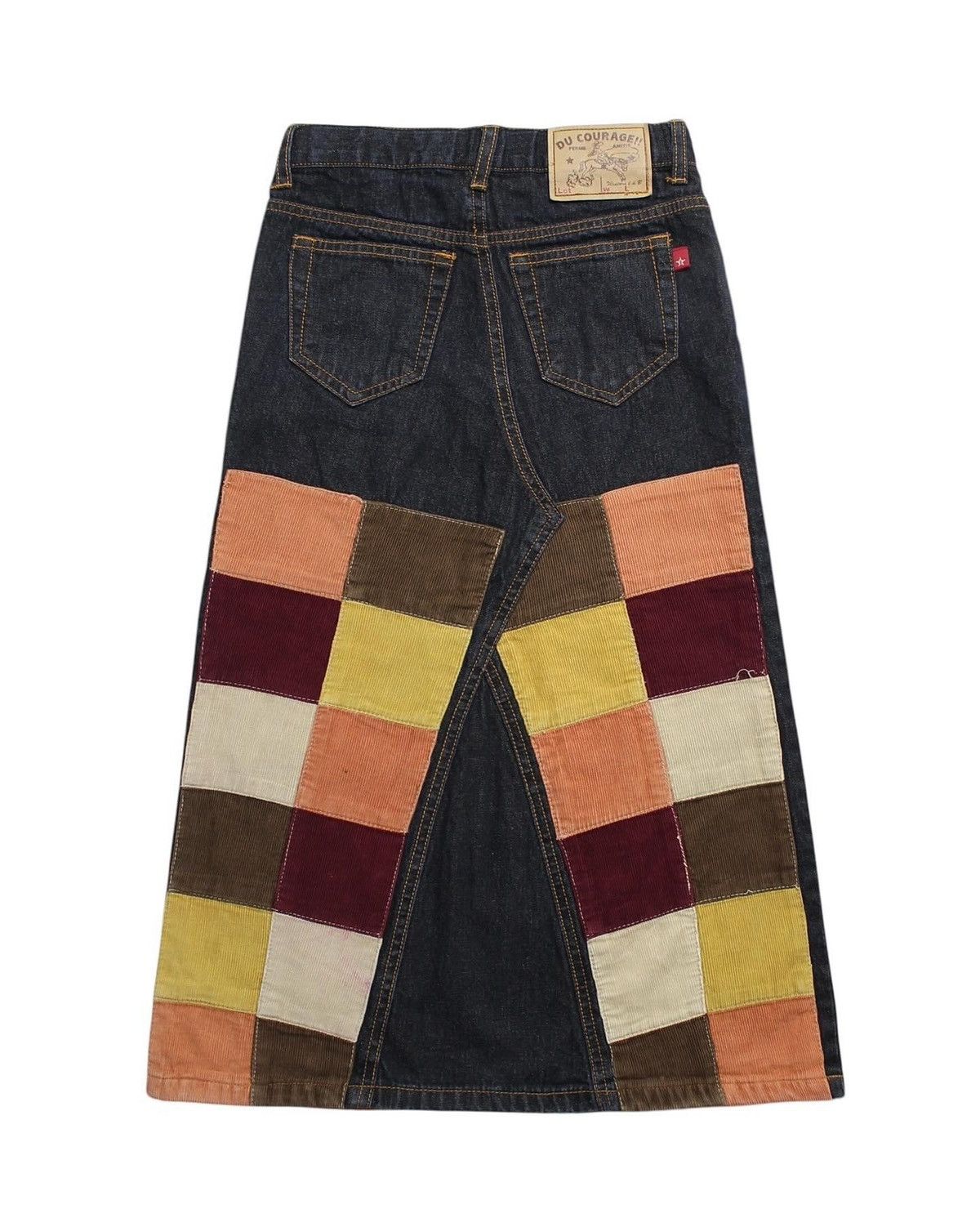 Japanese Brand DU COURAGE PATCHWORK CORDUROY DENIM SKIRTS ( BEBE CO ) Size 31" - 2 Thumbnail