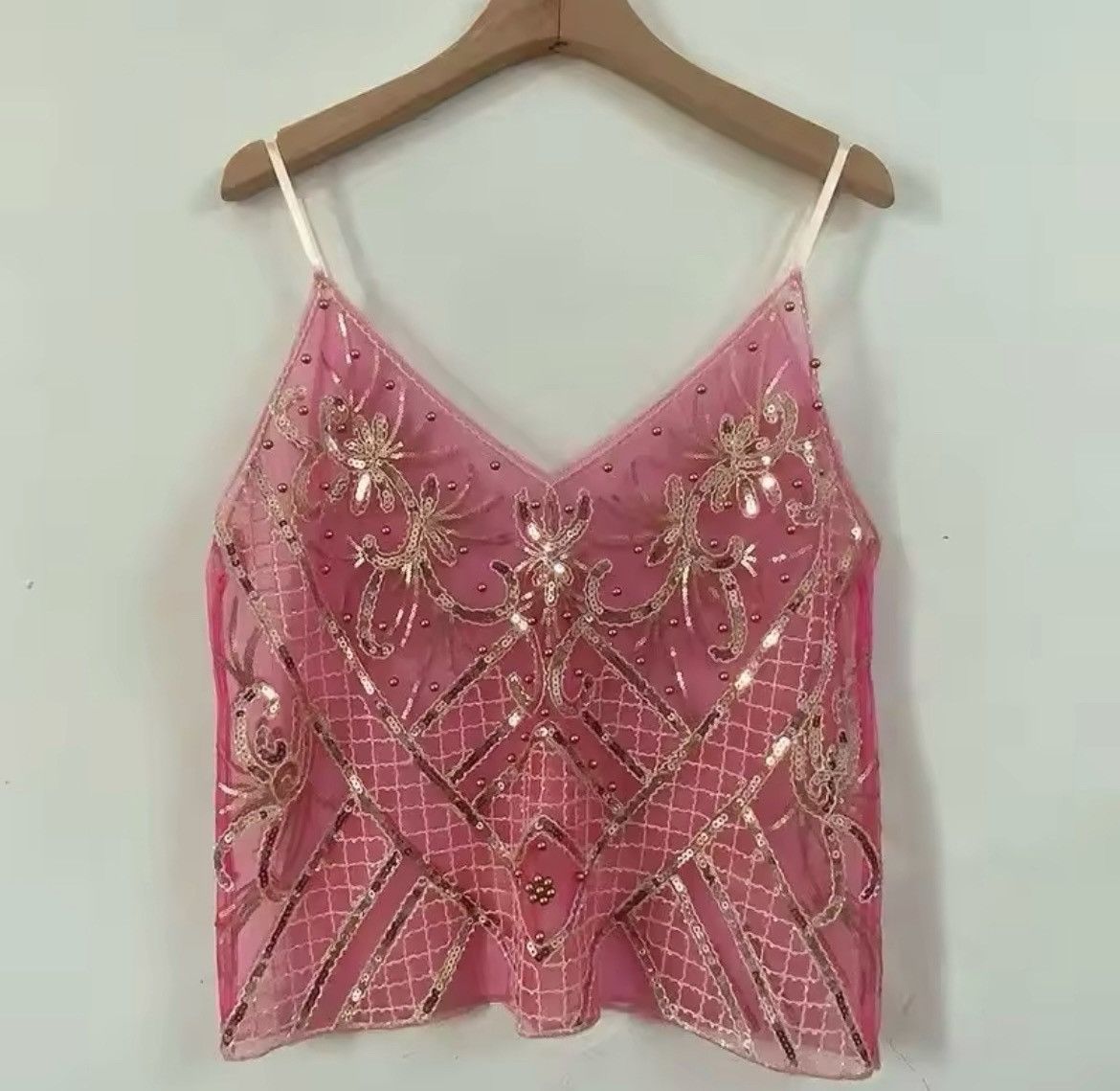 Other Pink Ibiza Sheer Sequin Top Size ONE SIZE - 1 Preview