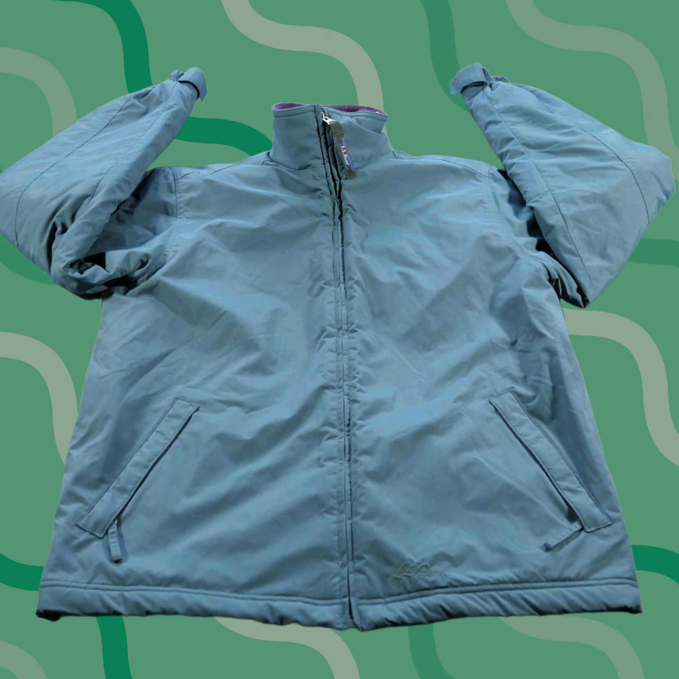 Vintage VINTAGE LL Bean Jacket Womens Small Blue Green Fleece Lined Zip Winter Outdoor Jacket Mens? Size S / US 4 / IT 40 - 1 Thumbnail