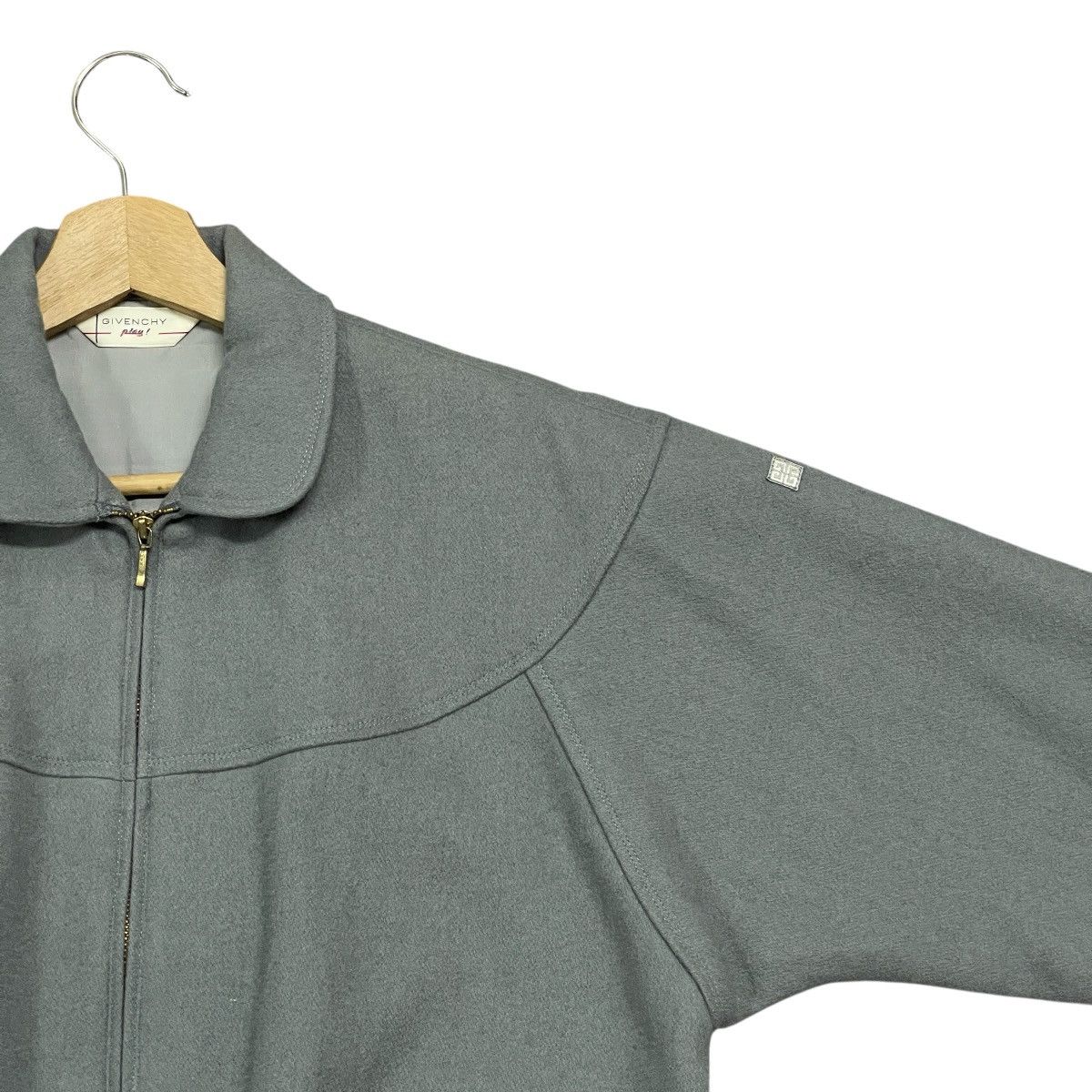 Givenchy Vintage 90s Givenchy Play Grey Wool Blouson Bomber Jacket Size US M / EU 48-50 / 2 - 2 Thumbnail