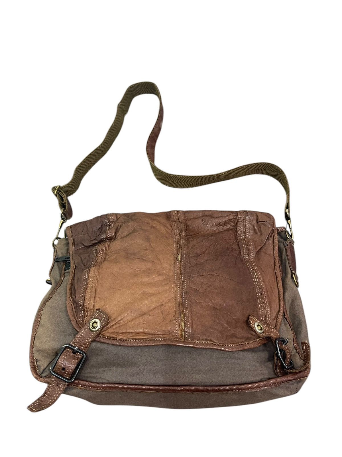 Japanese Brand Leather Patina Cotton Vtg Zer Japan Messenger Bag 1🟩3 Size ONE SIZE - 5 Thumbnail