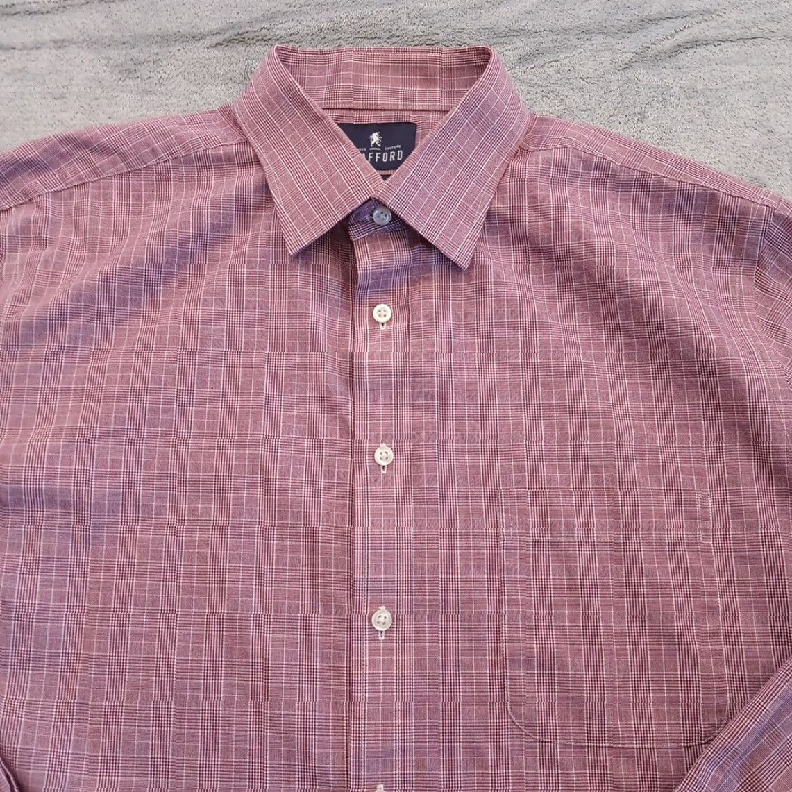 Stafford Stafford Shirt Mens 16.5 Purple Plaid Long Sleeve Button-Up Size US XL / EU 56 / 4 - 2 Thumbnail