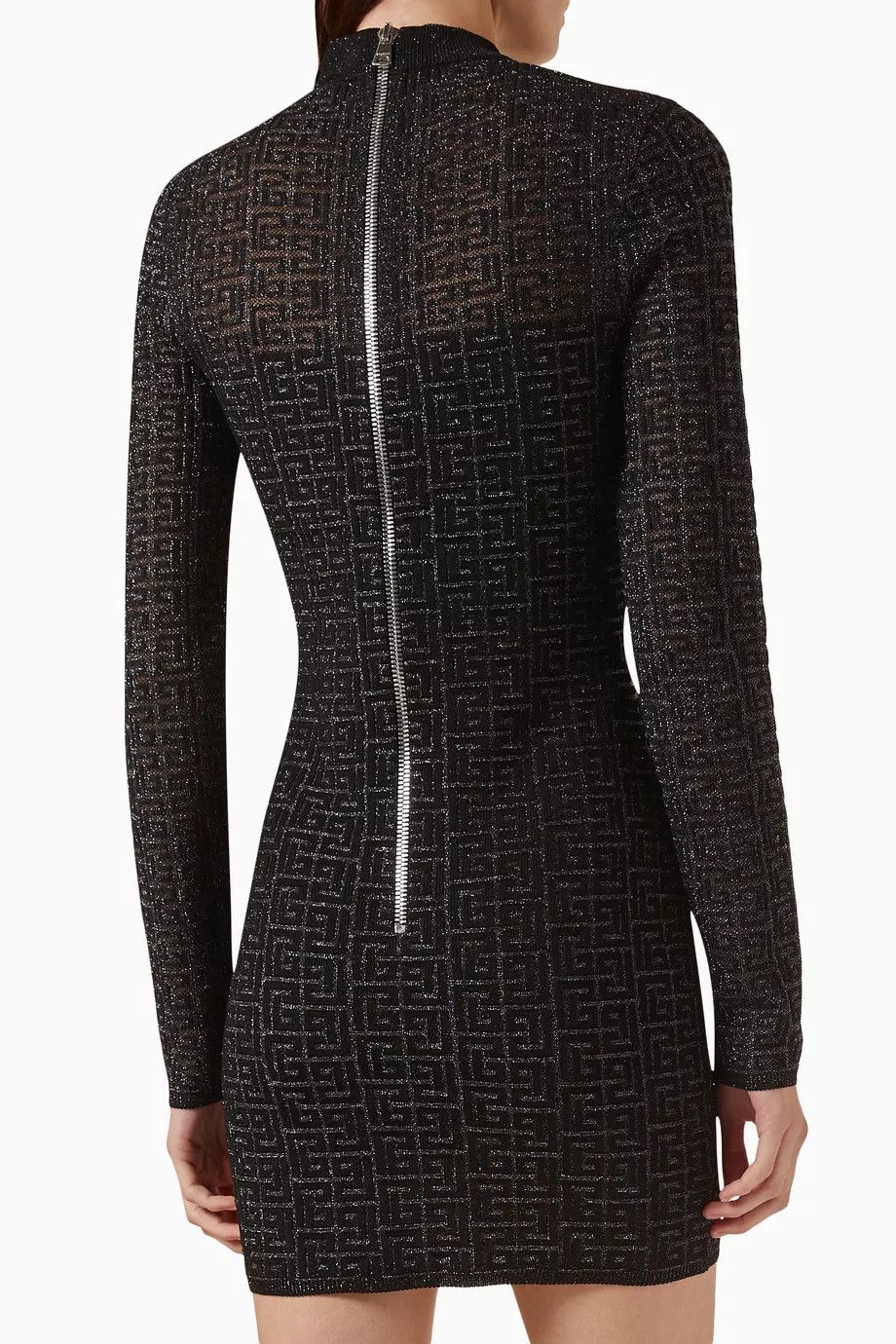 Balmain o1loc1c0526 Labyrinth Knit Mini Dress in Black Size XS / US 0-2 / IT 36-38 - 3 Thumbnail