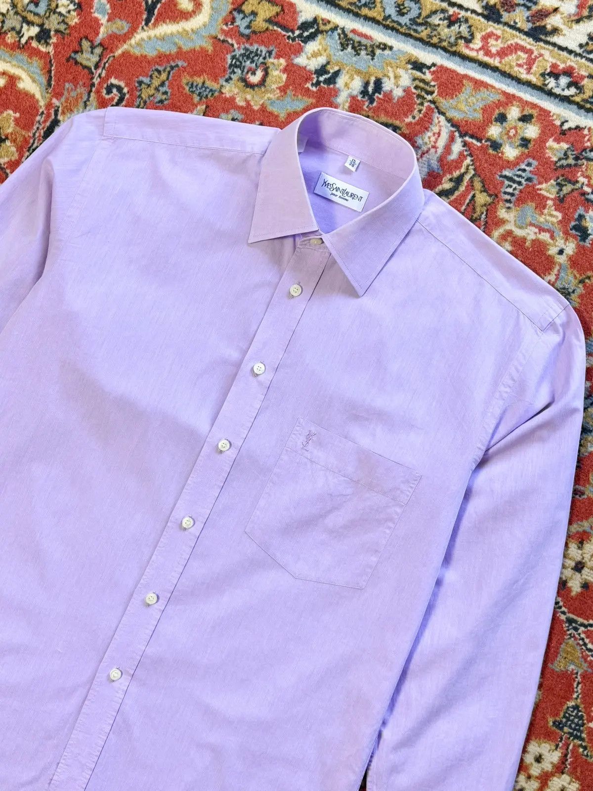 Yves Saint Laurent Yves Saint Laurent Logo Purple Shirt Size US L / EU 52-54 / 3 - 3 Thumbnail