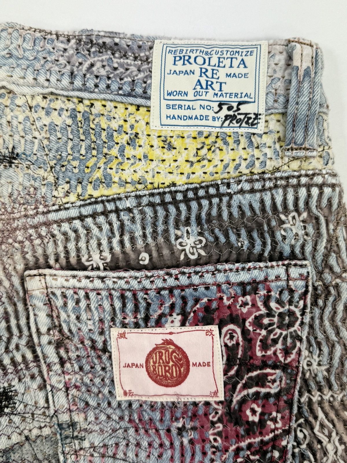 Proleta Re Art X ERI GLITCH DISTRESSED PATCHWORK SHORTS Size US 32 / EU 48 - 3 Thumbnail