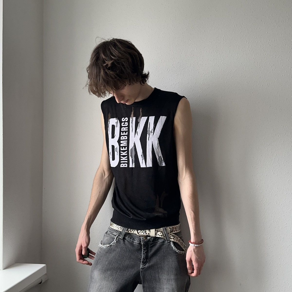 Dirk Bikkembergs Archive Dirk Bikkembergs Punk Distressed Knit Vest Tank Top Size US M / EU 48-50 / 2 - 4 Thumbnail