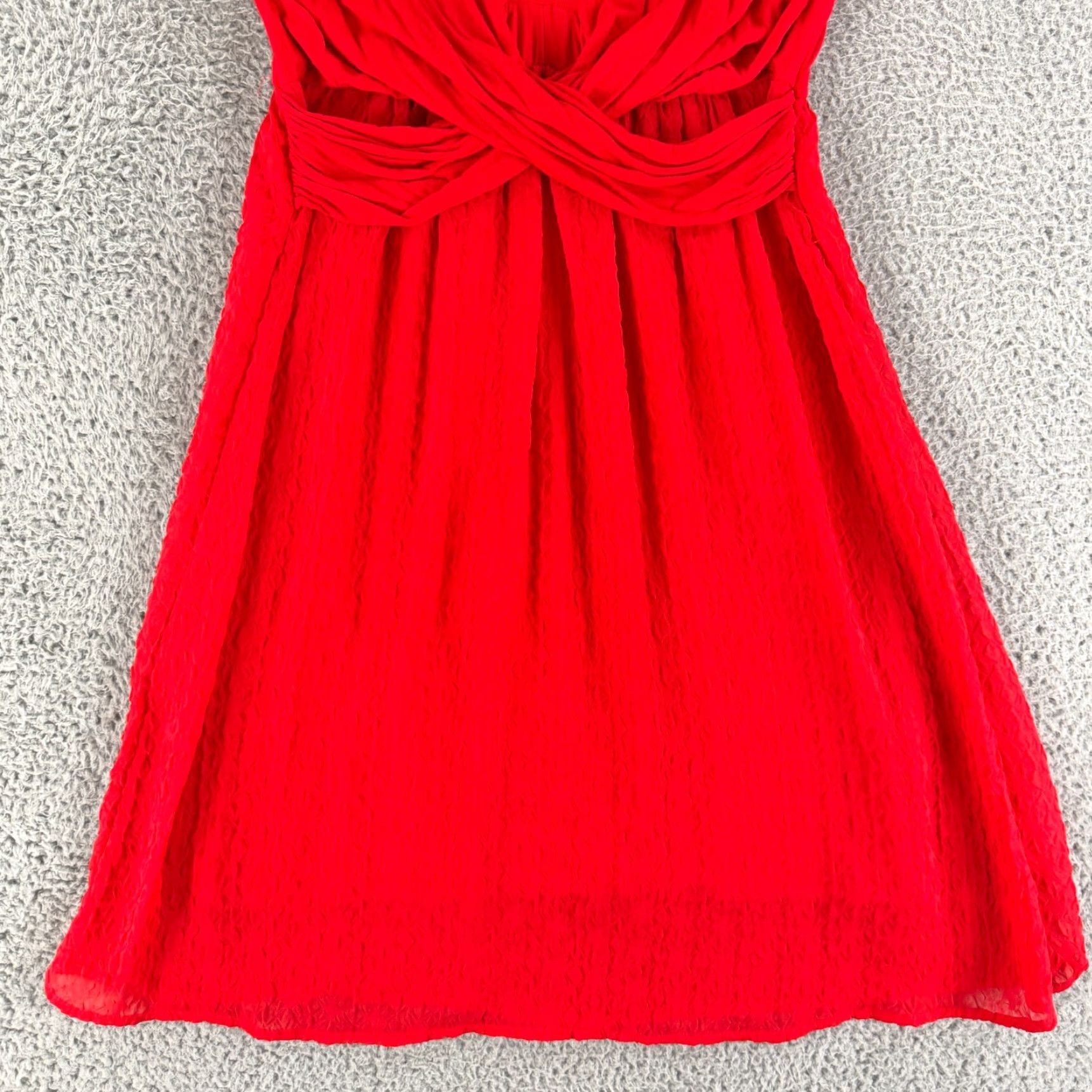 Anthropologie Anthropologie Amadi Mia Dress Womens L Red Crossover Waist Textured Dress Skirt (A-Line) Size 36" / US 14 / IT 50 - 4 Thumbnail
