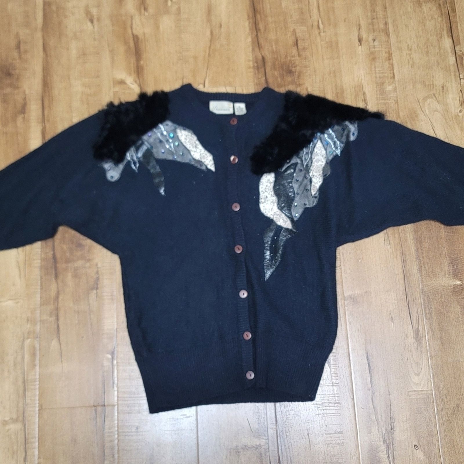 The Unbranded Brand Vtg Shannon Faux Leather Snakeskin Fur Button-up Sweater Size M / US 6-8 / IT 42-44 - 2 Thumbnail