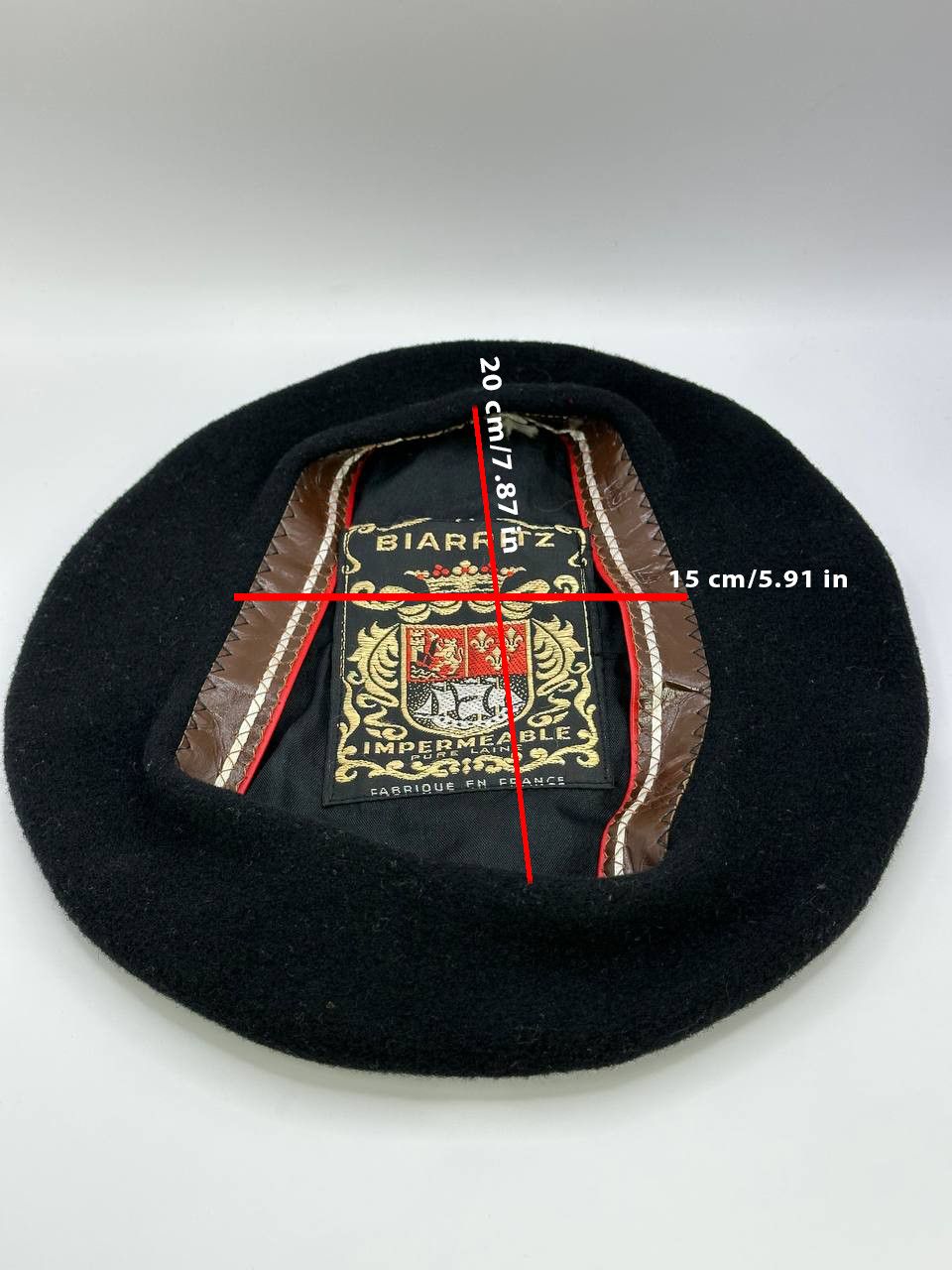 Vintage Biarritz Black Wool Beret Vintage 50s/60s France French Size ONE SIZE - 7 Thumbnail