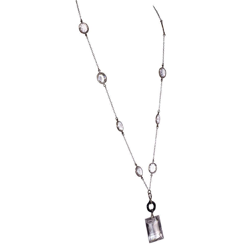 Designer Glass Paste Rivière Bezel Set Necklace Emerald Cut Pendant Size ONE SIZE - 2 Thumbnail