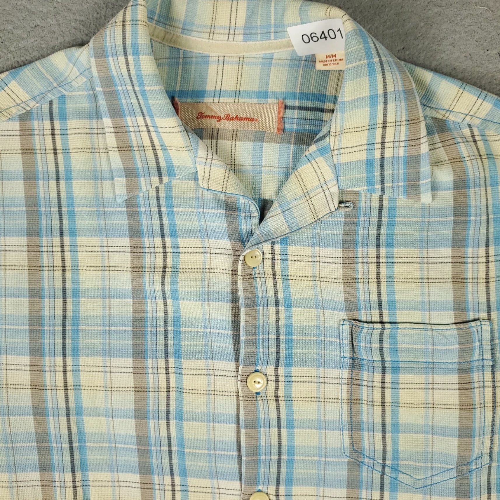 Tommy Bahama Tommy Bahama Shirt Adult M Blue Plaid Silk Blend Short Sleeve Button-Up Beach Tropical Mens Size US M / EU 48-50 / 2 - 2 Thumbnail