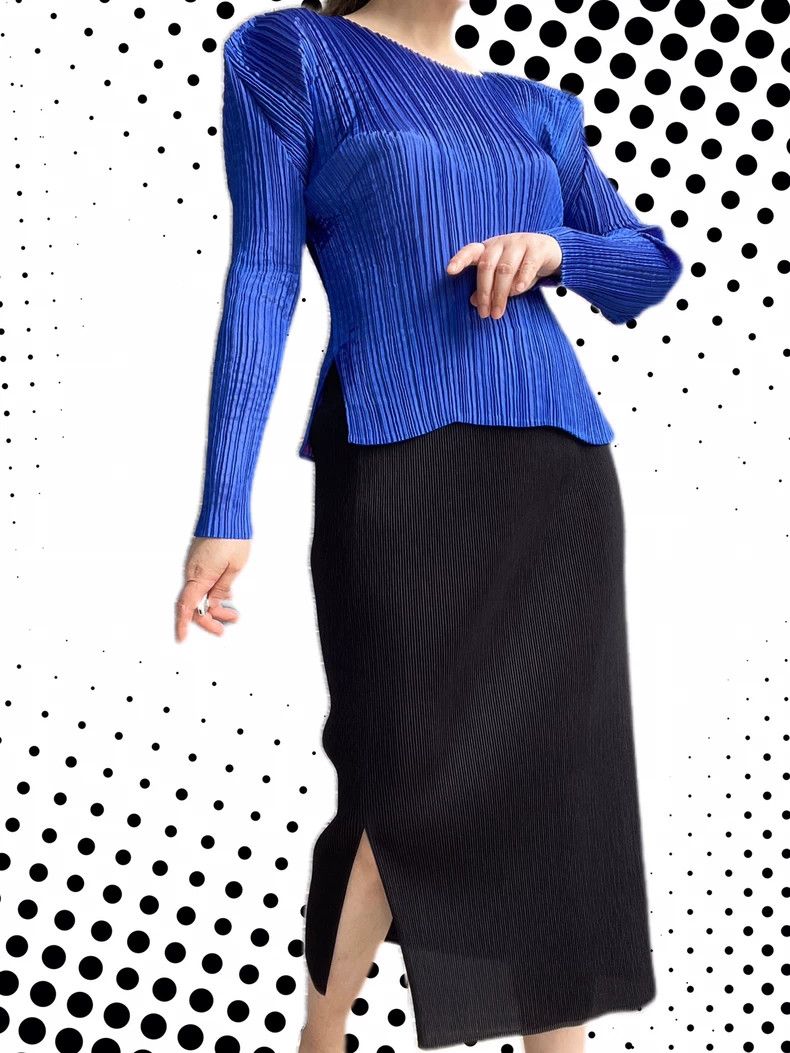 Issey Miyake Issey Miyake size:3 A long-sleeved top with a sapphire blu Size M / US 6-8 / IT 42-44 - 4 Thumbnail
