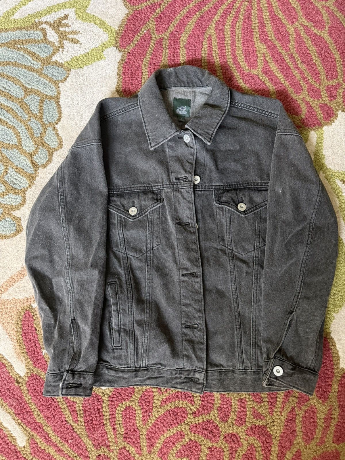 Other Wild Fable Black Denim Trucker Jacket Washed Black Size US S / EU 44-46 / 1 - 1 Thumbnail