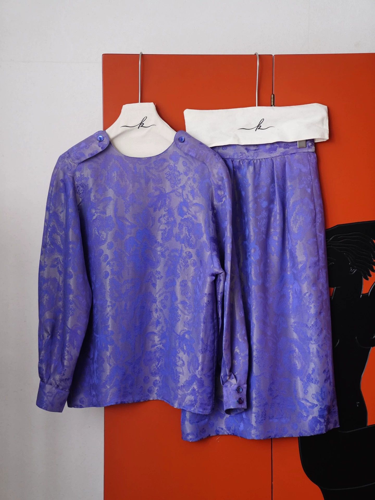 Lanvin Lanvin 1987 Fall/Winter Metallic Purple Brocade Set FR36 S Size XS / US 0-2 / IT 36-38 - 6 Thumbnail