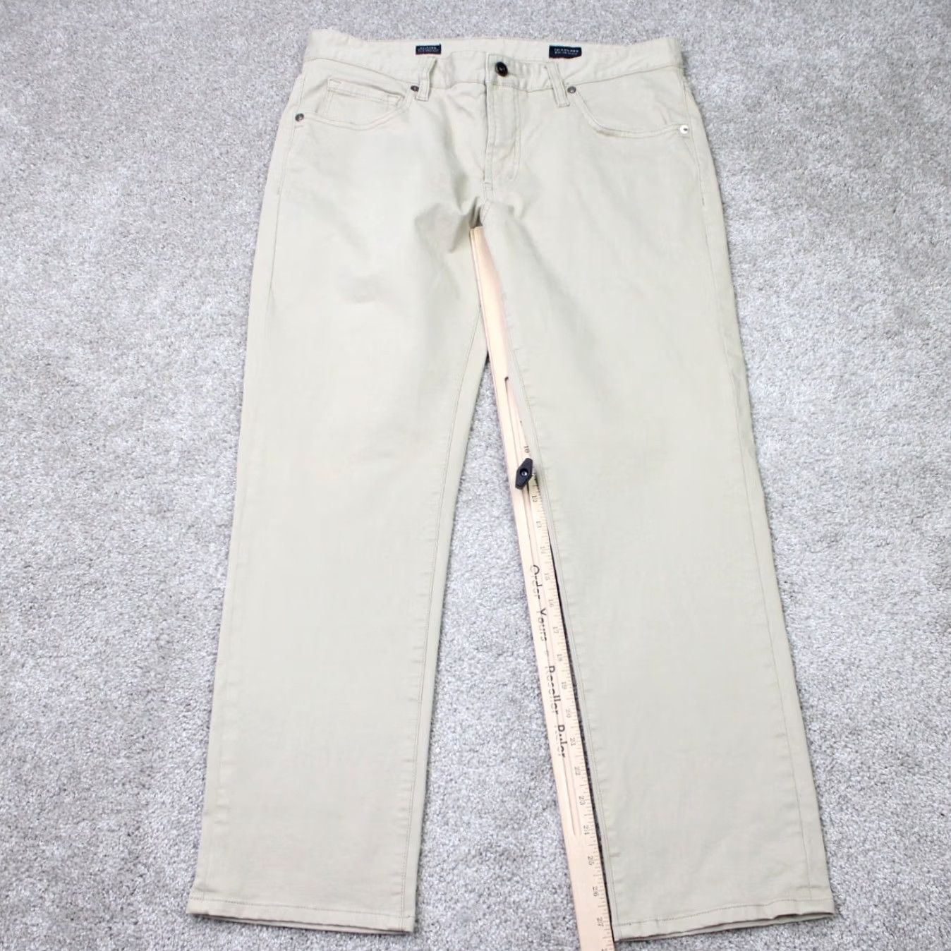 Vintage 7 Diamonds Clifton Slim Straight Chino Pants Mens 32x28 Beige Cotton Stretch Casual Pants Mens Slim Chino Beige 7 Diamonds Clifton Size US 32 / EU 48 - 2 Thumbnail
