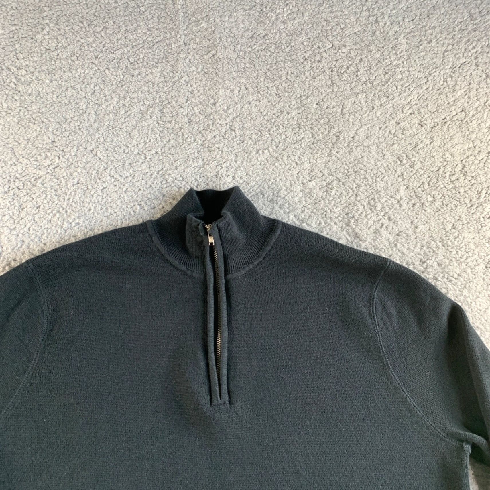 VINTAGE Merona Sweater Mens Medium Black Mock Pullover 1/4 Zip Long Sleeve
