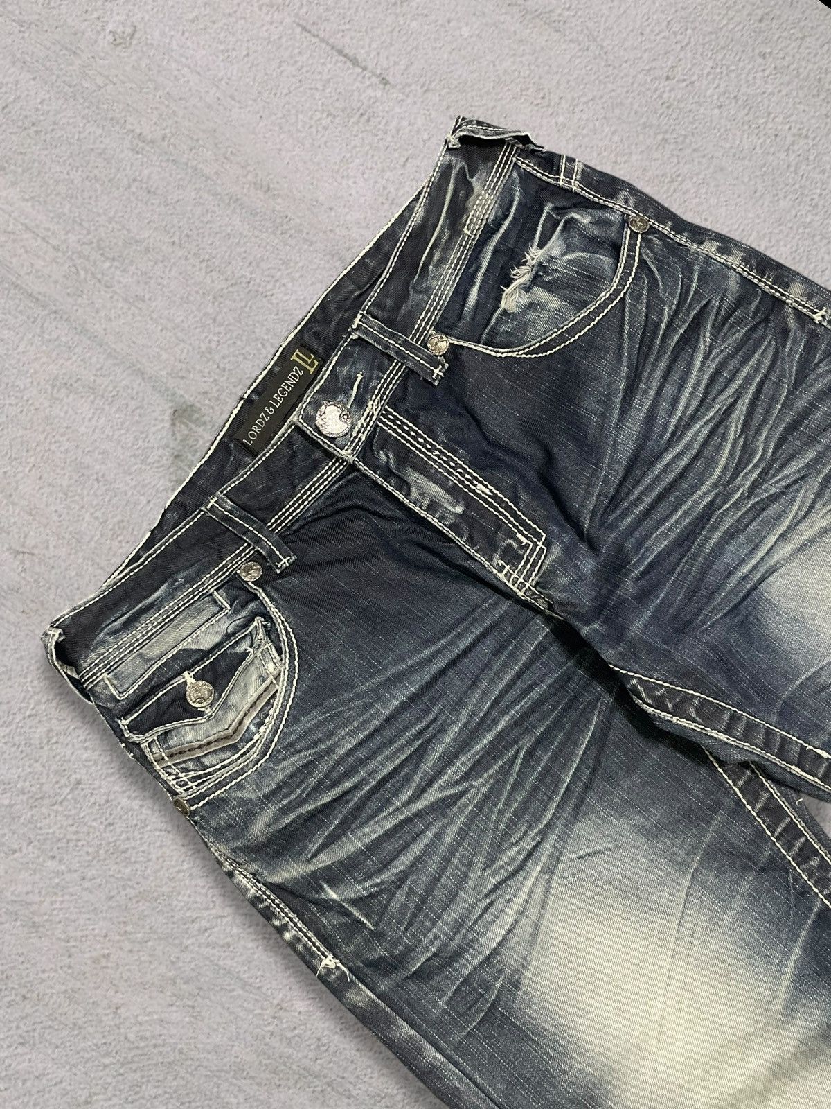 Japanese Brand Japanese Punk Crazy Back Pocket Grey Washed Bootcut Jeans Size US 31 - 4 Thumbnail