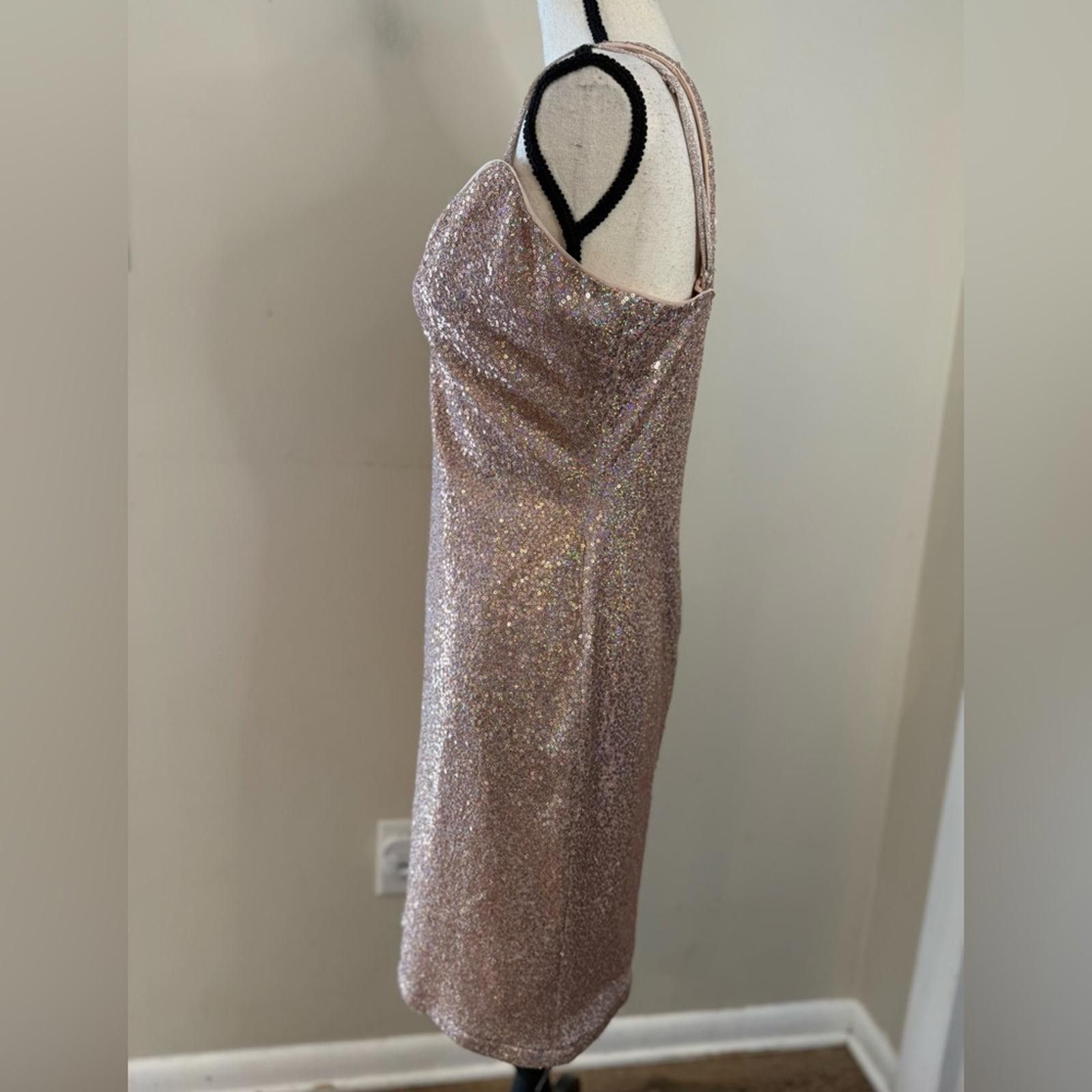 Other Aqua Formal gold pink sequined one shoulder midi dress SZ M Size M / US 6-8 / IT 42-44 - 3 Thumbnail
