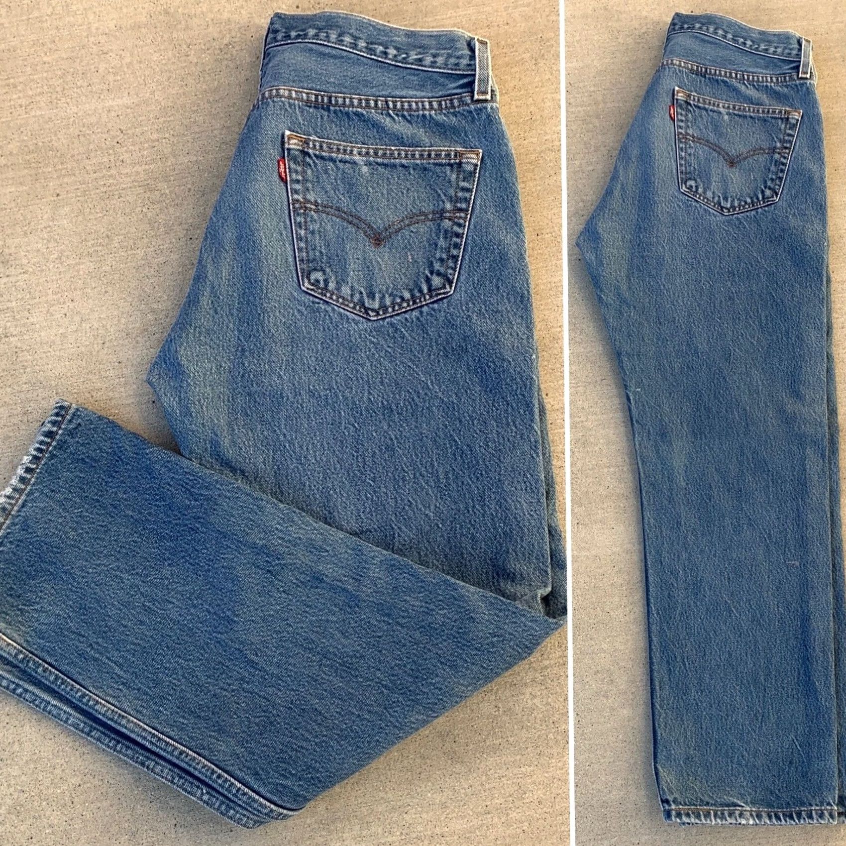 Levi's VINTAGE Levi's 501 Jeans Blue Cotton 34 in Waist 29.5 Inseam 36 Mens Regular Paint Fade 100% Cotton Button Fly Size US 36 / EU 52 - 7 Thumbnail