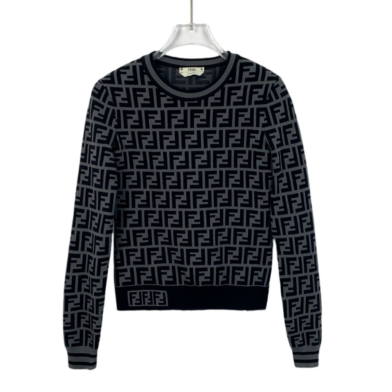 Fendi Fendi FF Monogram Jacquard Knit Sweater Gray/Black Size XS / US 0-2 / IT 36-38 - 1 Thumbnail