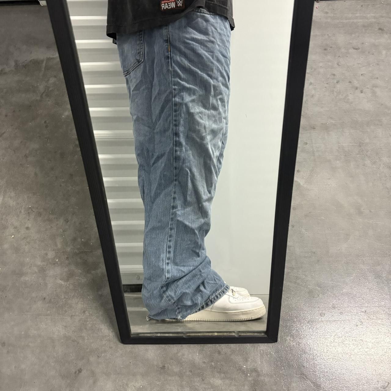 Japanese Brand × Vintage Crazy Vintage Y2K/2000s Super Baggy Super Wideleg Medium Wash Denim Jeans! Size US 40 / EU 56 - 2 Thumbnail