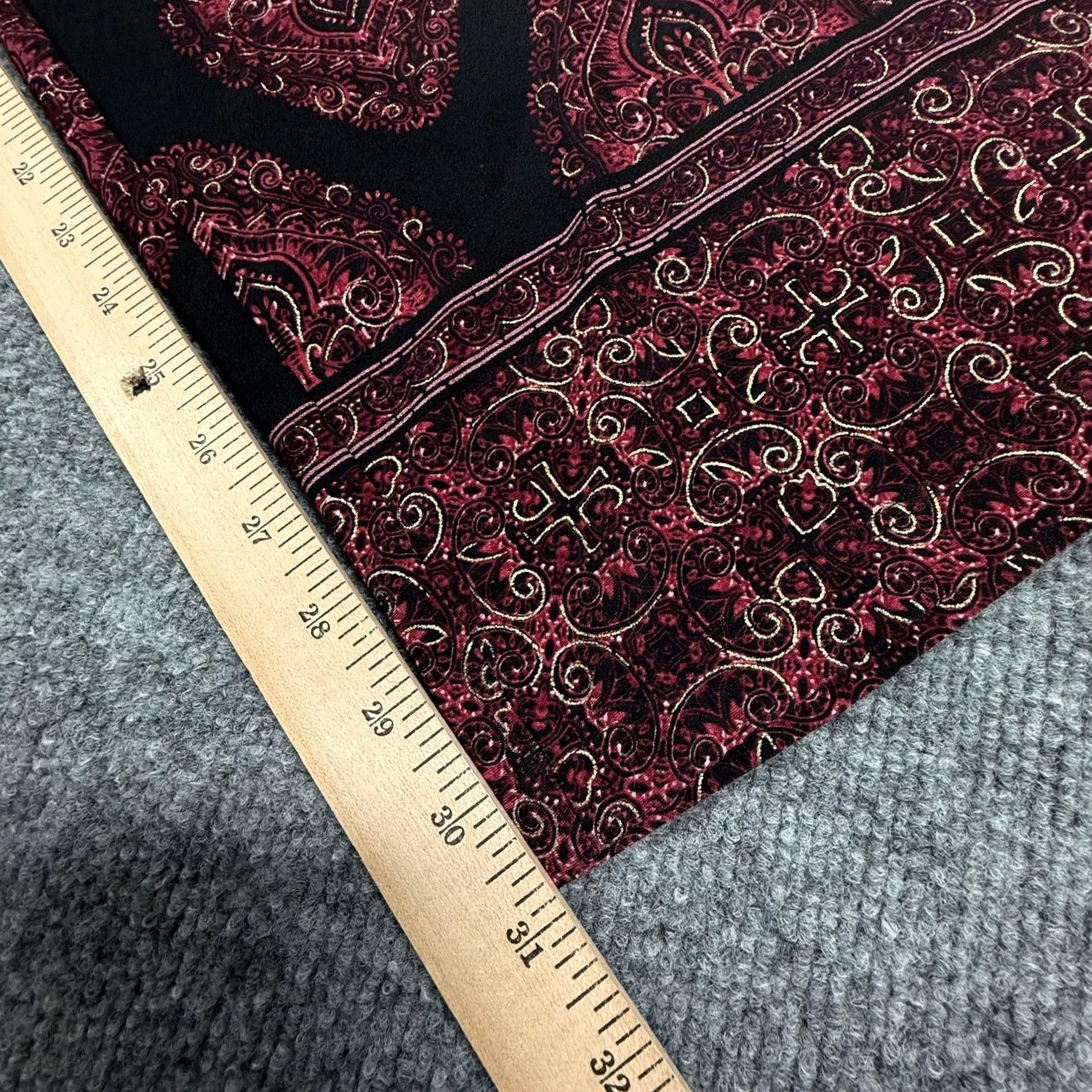 Vintage Susan Graver Pants Womens XL Black Red Paisley Stretch Pull On Boho Festival Size 36" / US 14 / IT 50 - 5 Thumbnail