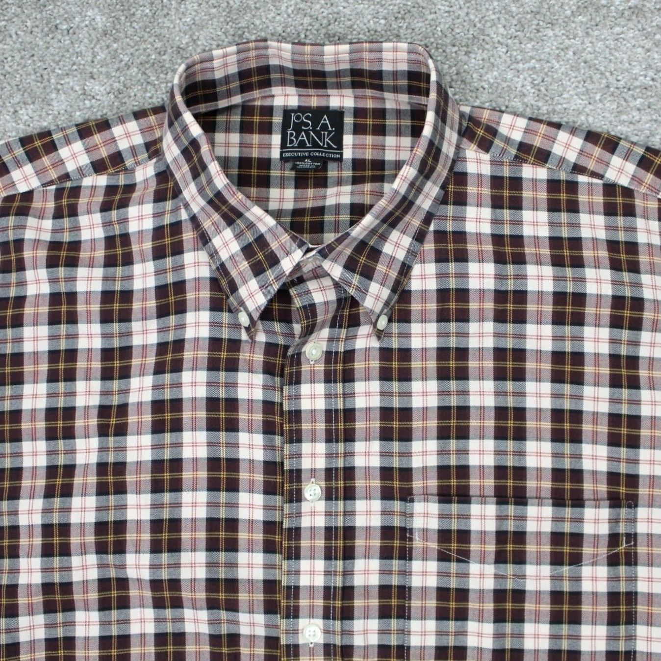 Jos. A. Bank Jos. A. Bank Shirt Men XL Brown Executive Collection 100% Cotton L/S Button Down Satin? Size US XL / EU 56 / 4 - 5 Thumbnail