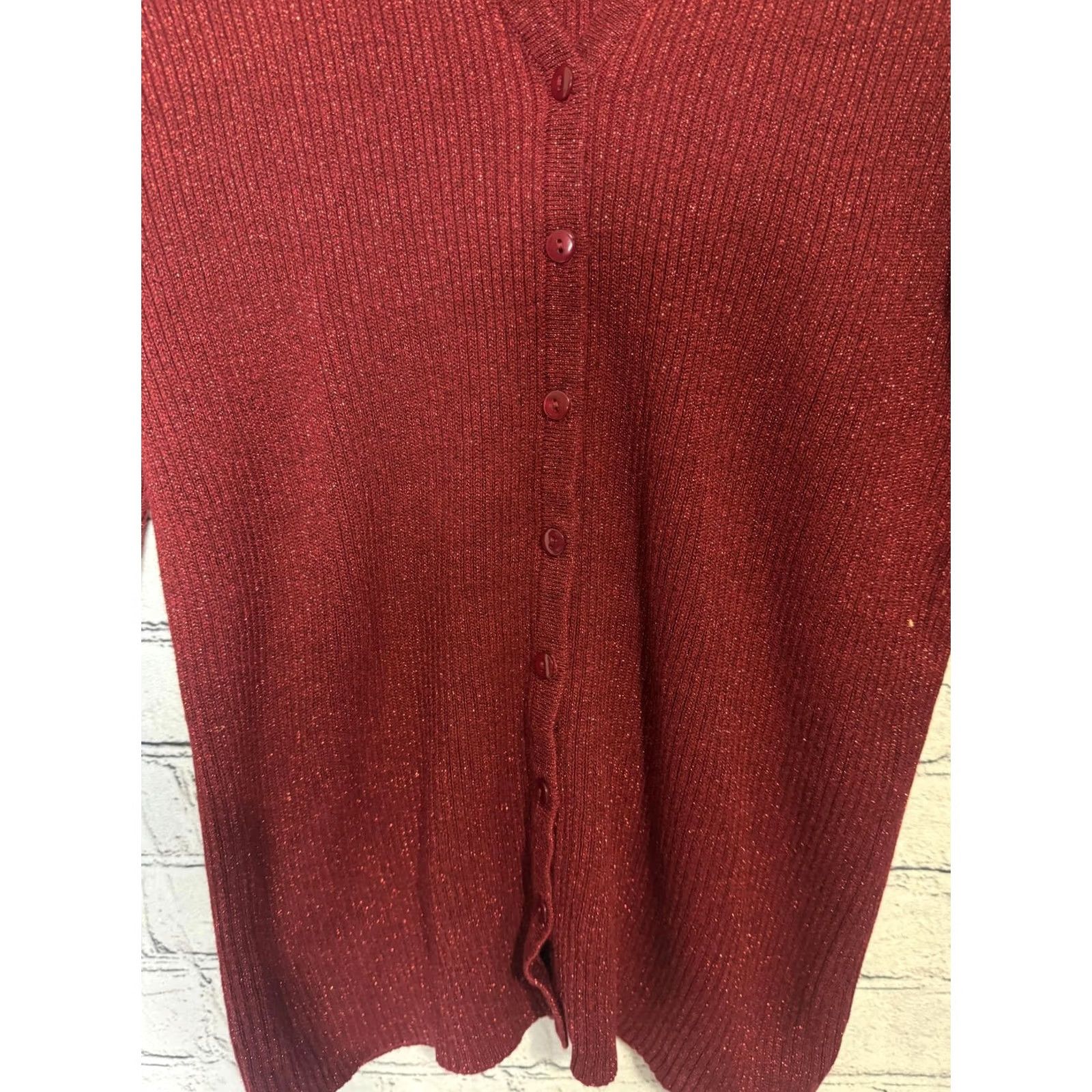 Vintage VINTAGE Style & Co. Women's Red Button-Up Cardigan Sweater XL Size XL / US 12-14 / IT 48-50 - 2 Thumbnail