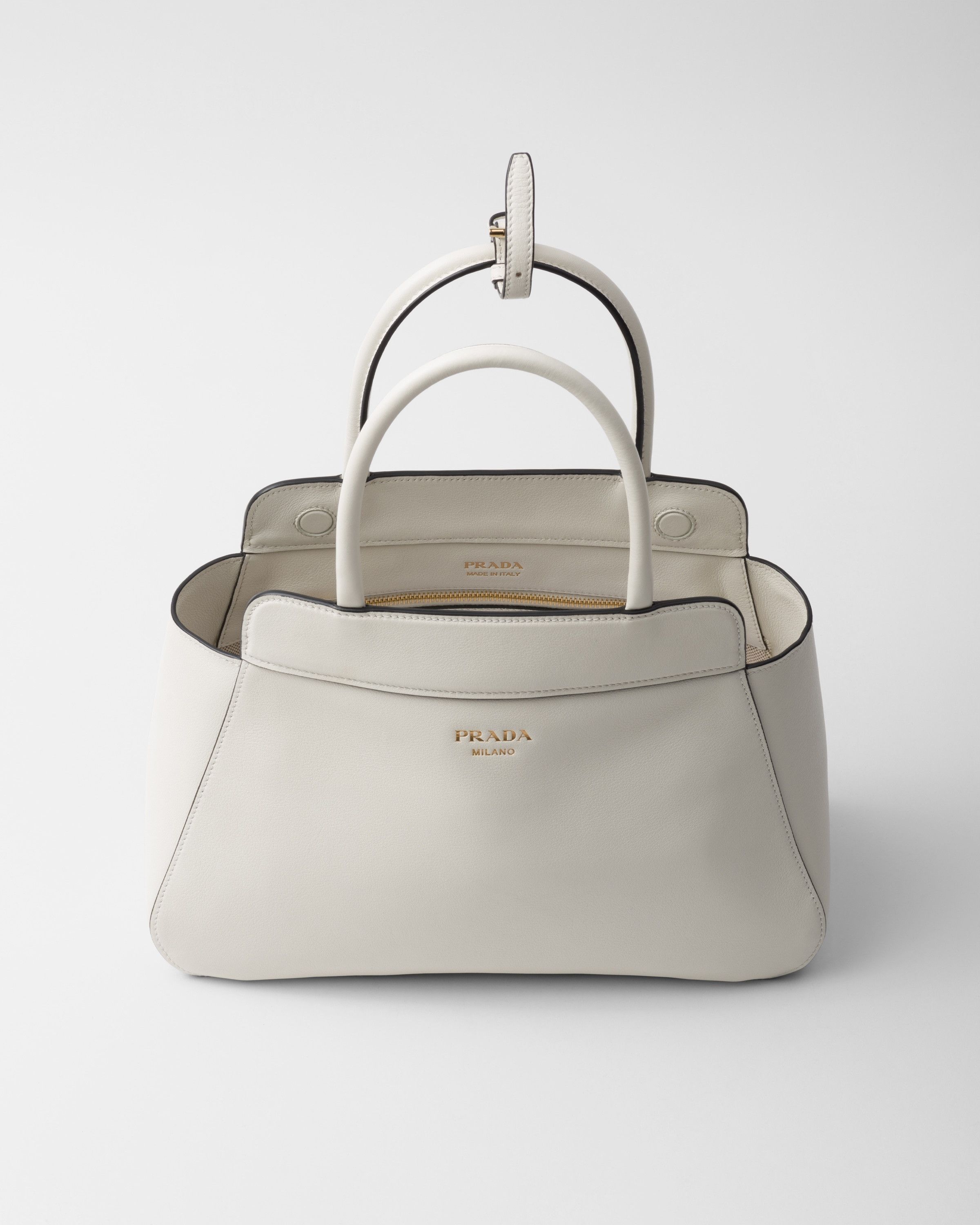 Prada o1la1rc1a0925 Size: OS / Medium Leather Tote Bag in White Size ONE SIZE - 5 Thumbnail