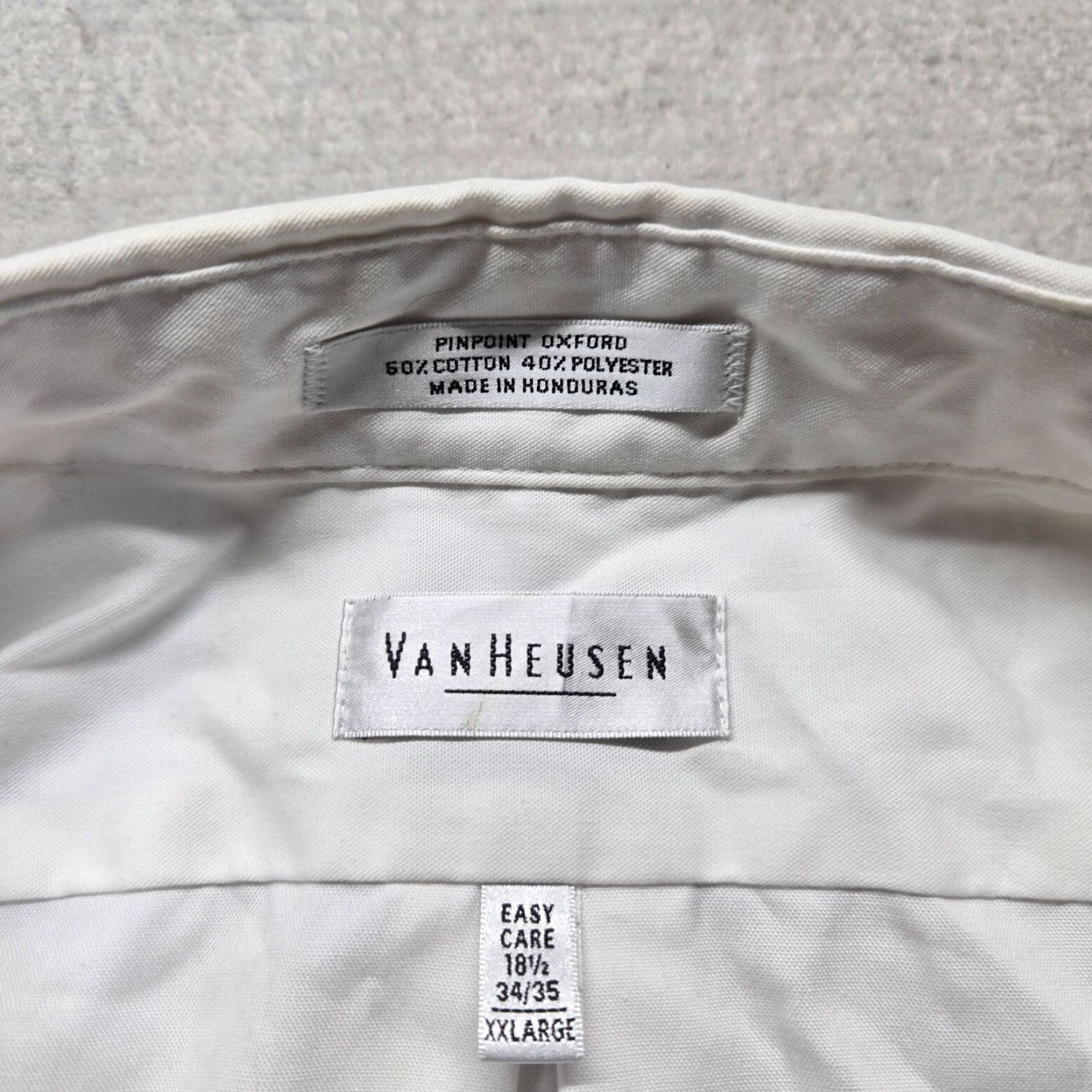 Van Heusen Van Heusen Shirt White Solid Button Up Long Sleeve 2XL 18.5/34 Regular Fit Mens Dress Shirt White, 2XL, Regular Fit Size US XXL / EU 58 / 5 - 3 Thumbnail