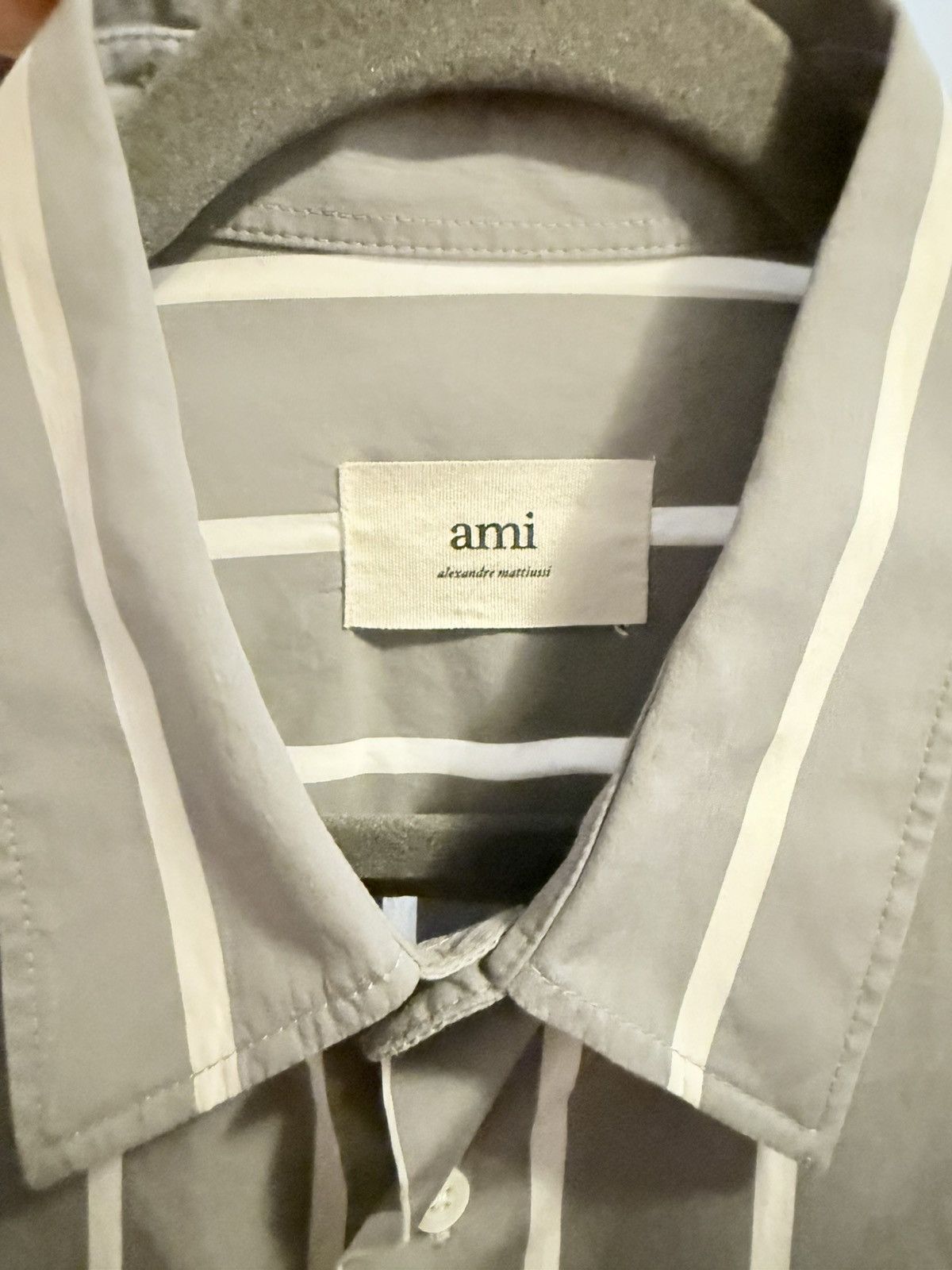 AMI AMI Grey Striped Oversize Shirt Size US M / EU 48-50 / 2 - 4 Thumbnail
