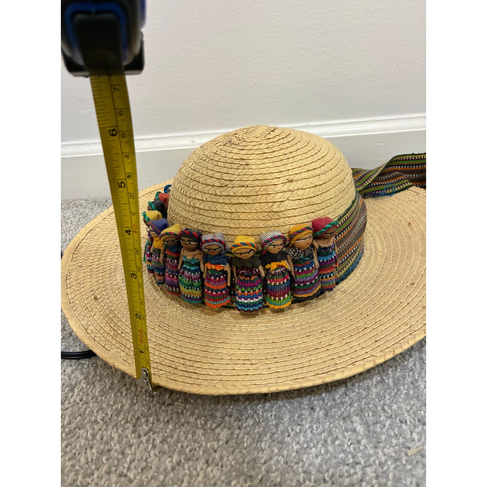 Other Guatemalan Worry Doll Woven Straw Hat Travel Tourist EUC Size ONE SIZE - 7 Thumbnail