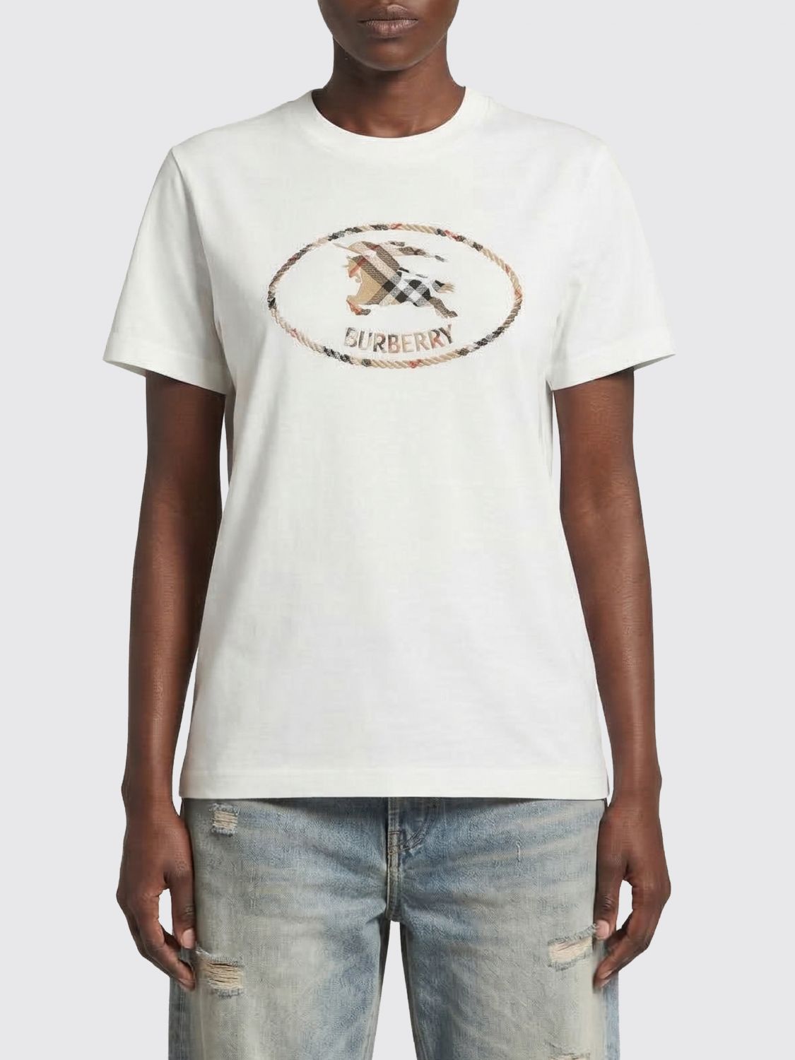 Burberry Burberry T-Shirt Woman White Size L / US 10 / IT 46 - 1 Thumbnail