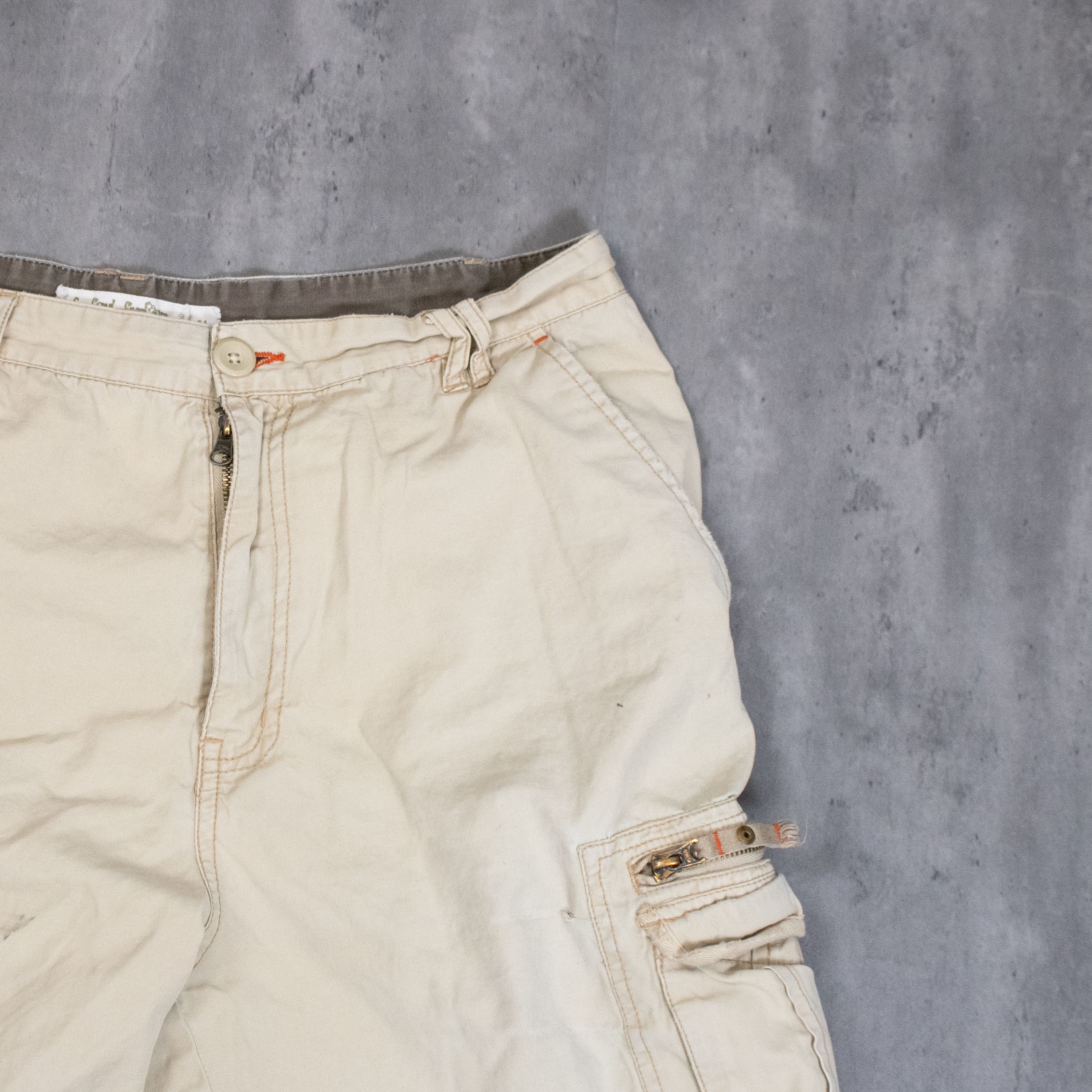 Vintage Y2K 2000's Baggy Below the Knee Cargo Tan Distressed Shorts Size US 34 / EU 50 - 10 Thumbnail