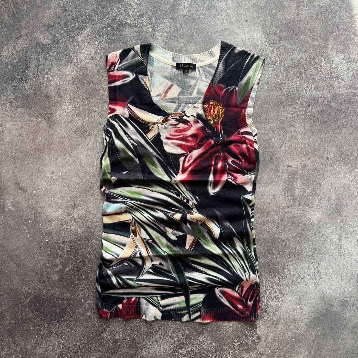 Escada Escada Floral Print Wool Blouse / Sleeveless Top Size S / US 4 / IT 40 - 1 Thumbnail