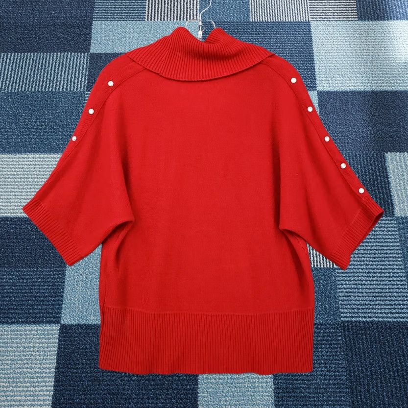 Evan Picone Evan Picone Sweater Womens L Red 3/4 Sleeve Button Cowl Neck Pullover Knit Shirt Size L / US 10 / IT 46 - 1 Thumbnail