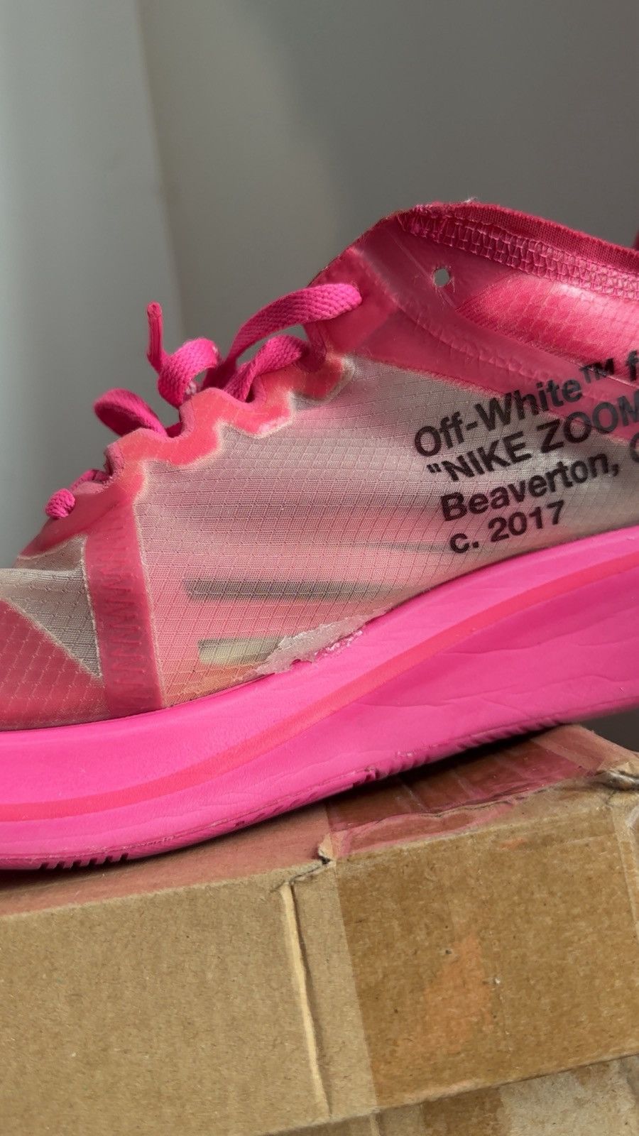 Nike × Off-White Nike Zoom Fly Off-White “Tulip Pink” Size US 10.5 / EU 43-44 - 8 Thumbnail