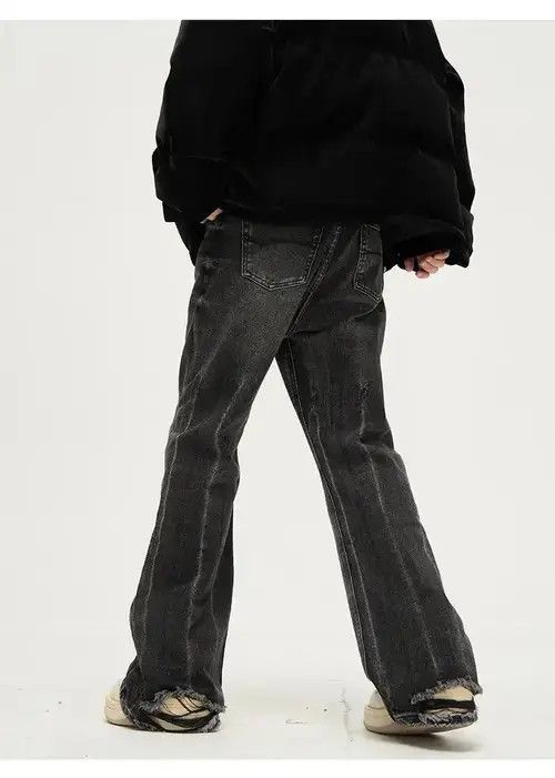 Jean Baggy streetwear y2k flared ripped jeans pants wide leg Size US 31 - 4 Thumbnail